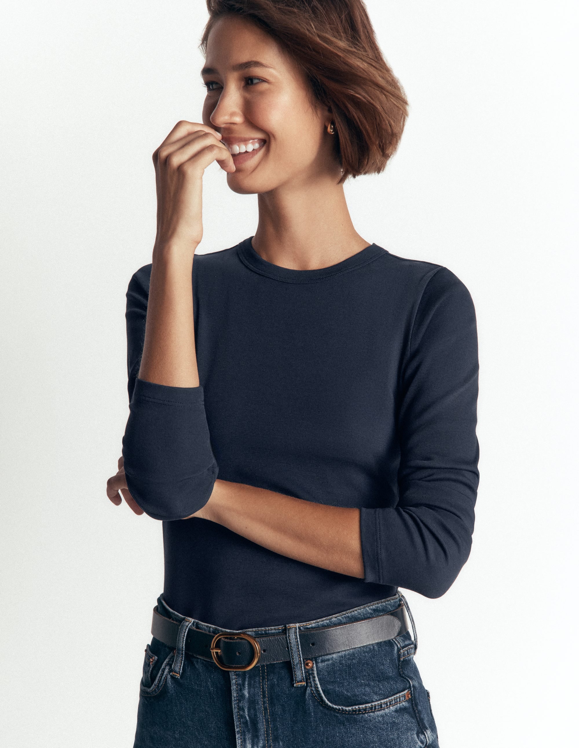 Annie Basic-Oberteil mit Rundhalsausschnitt-Marineblau - Image 1