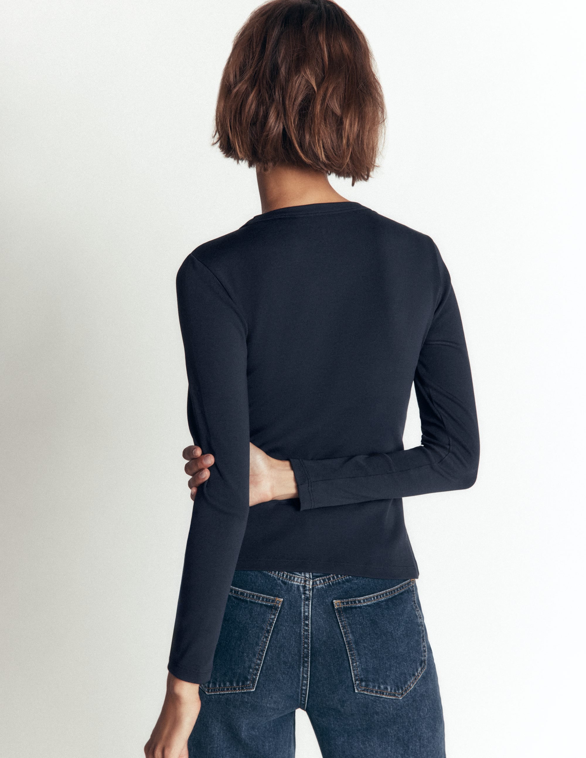 Annie Basic-Oberteil mit Rundhalsausschnitt-Marineblau - Image 3