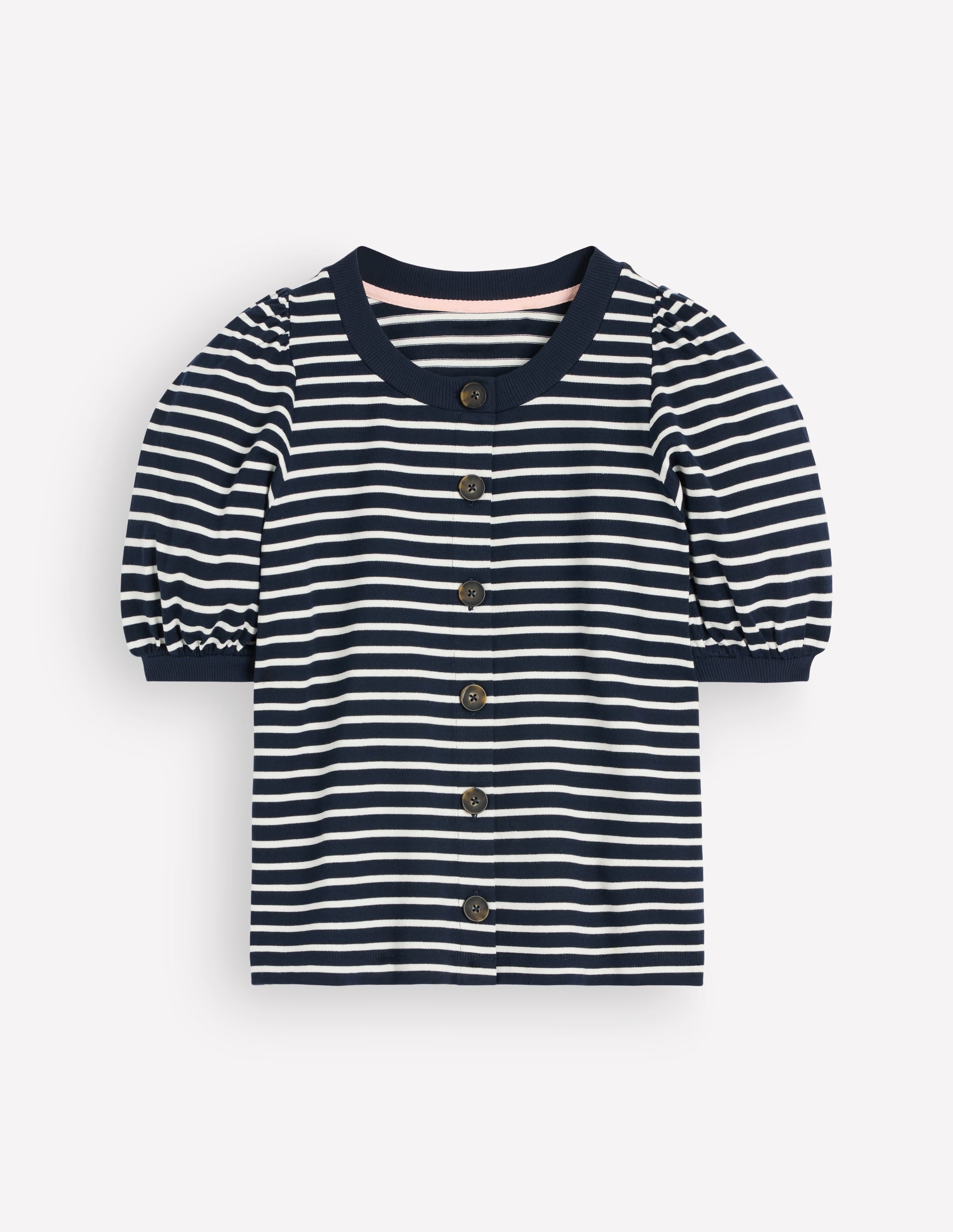 Button-through Full Sleeve Top-Navy and Ivory Stripe - Image 4