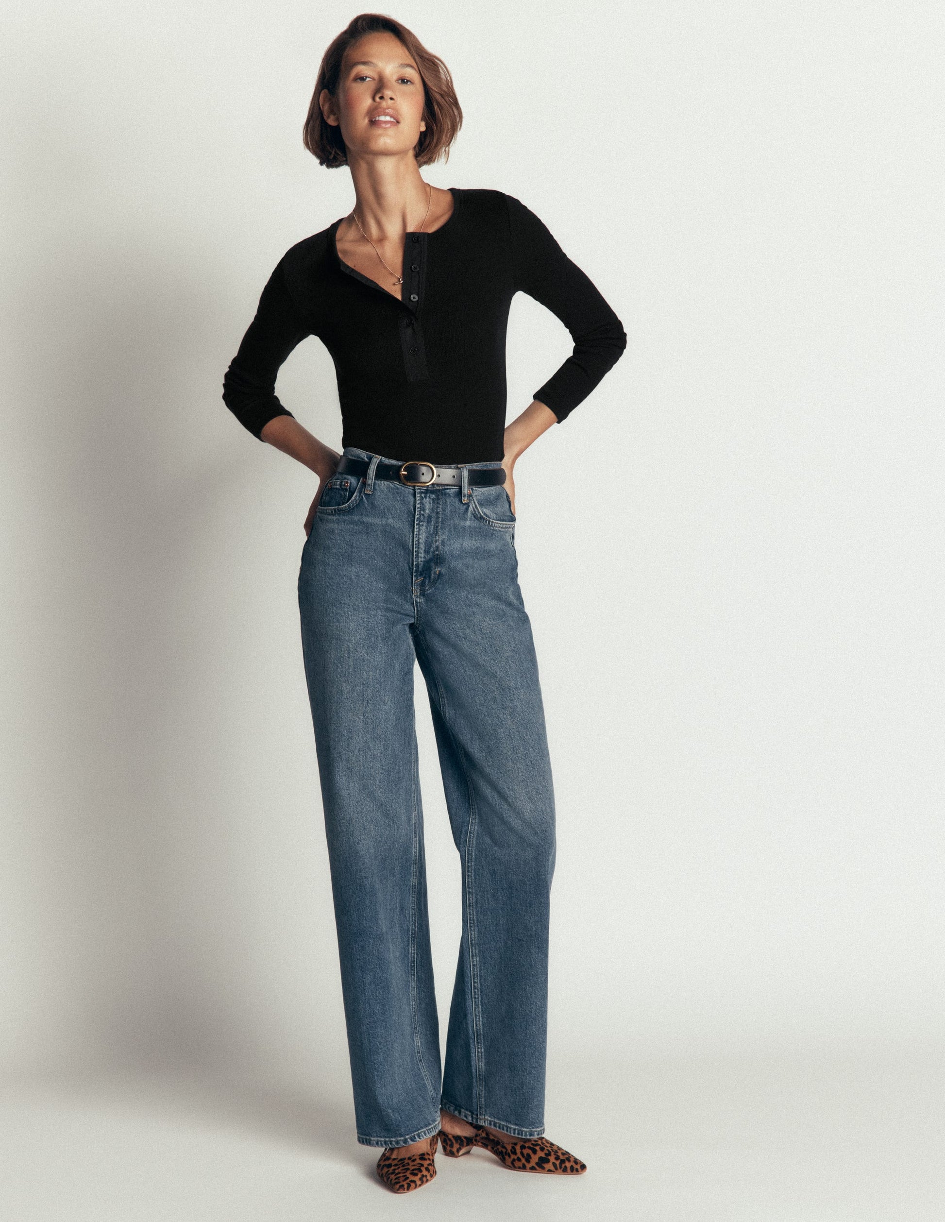 Ribbed Long Sleeve Henley-Black-4