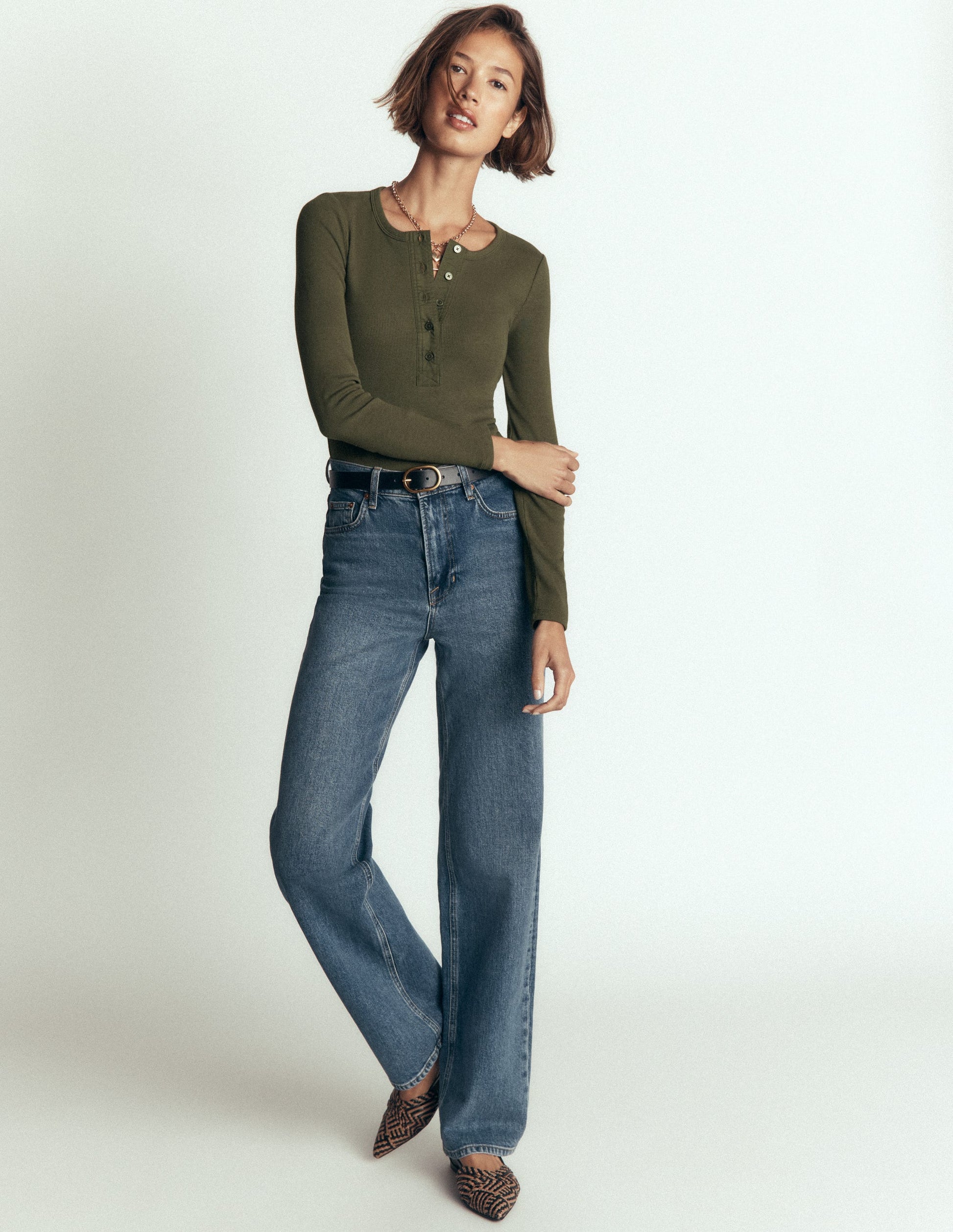 Ribbed Long Sleeve Henley-Falcon Green-4