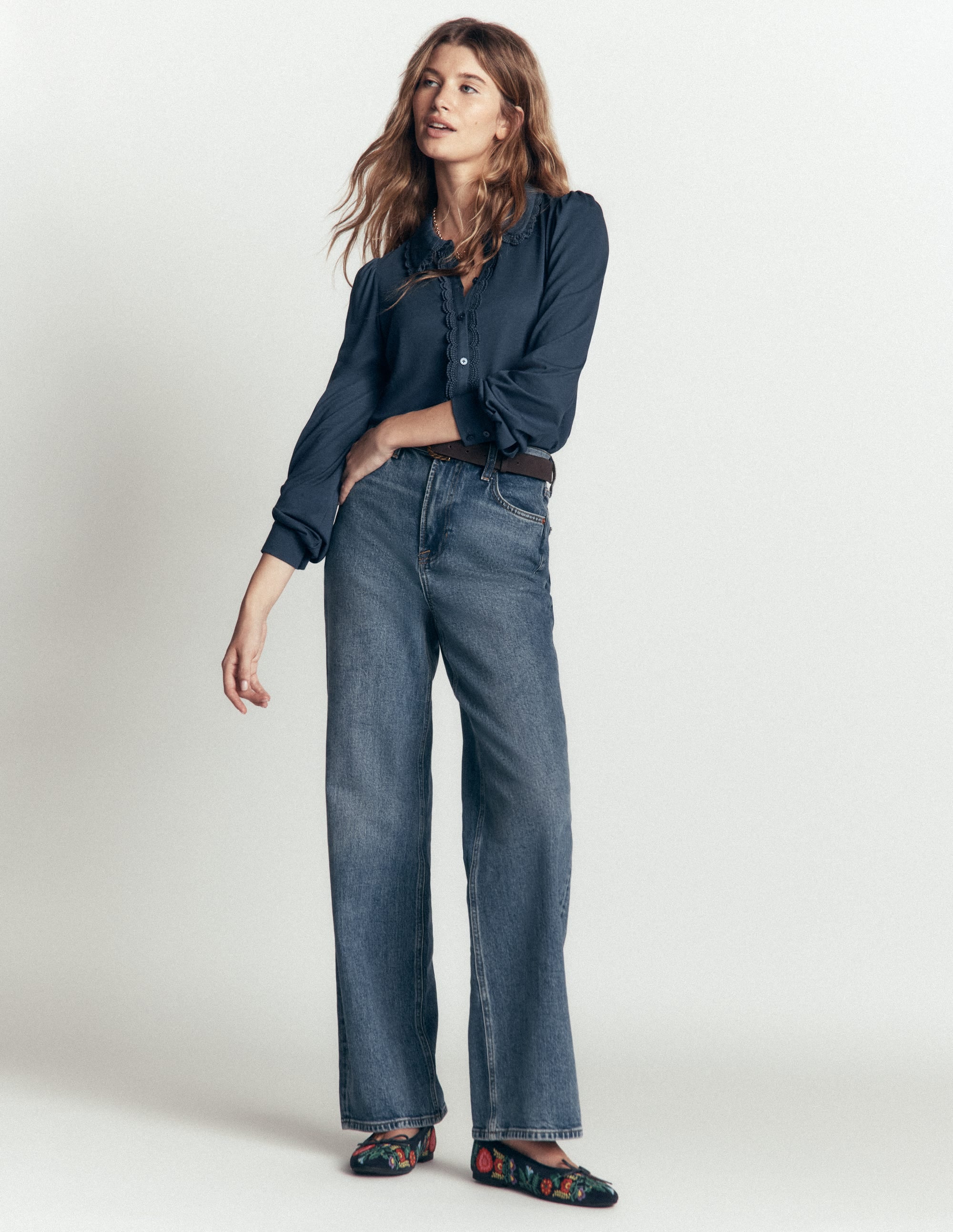 Bluse mit Rüschen und Spitze-Mondscheinmeer - Image 4