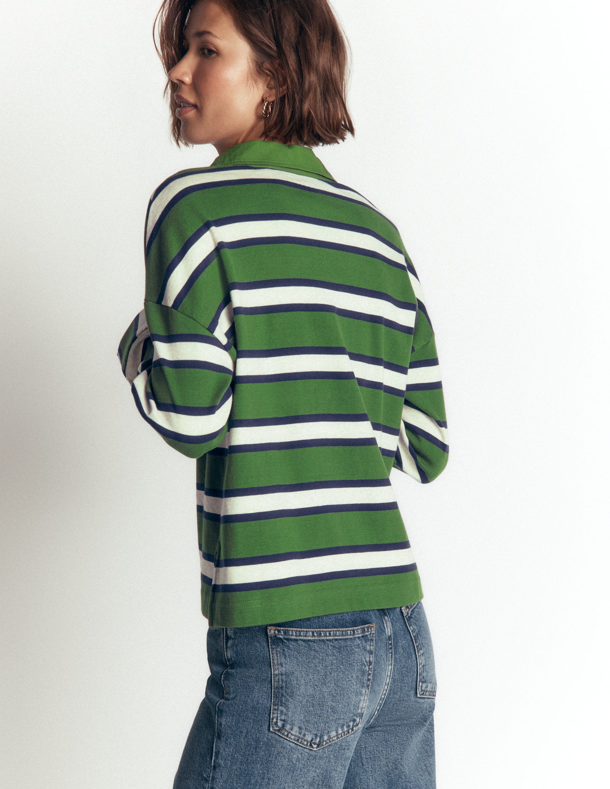Collar Button Striped Breton-Chive and Navy Stripe-4