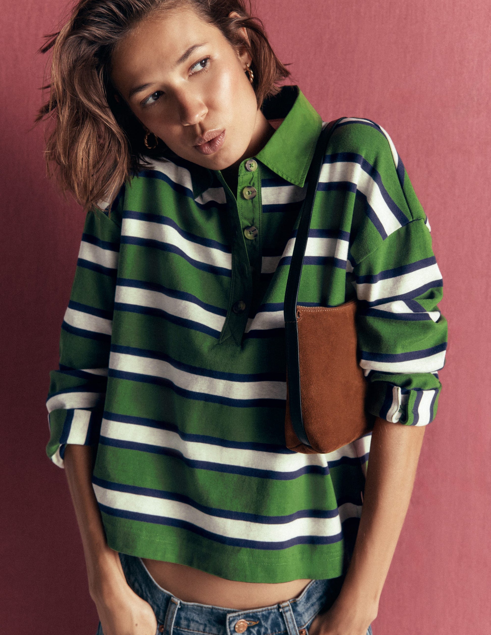 Collar Button Striped Breton-Chive and Navy Stripe-6