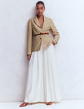 Blazer Stamford en lin-Marron, rayé style coutil ivoire