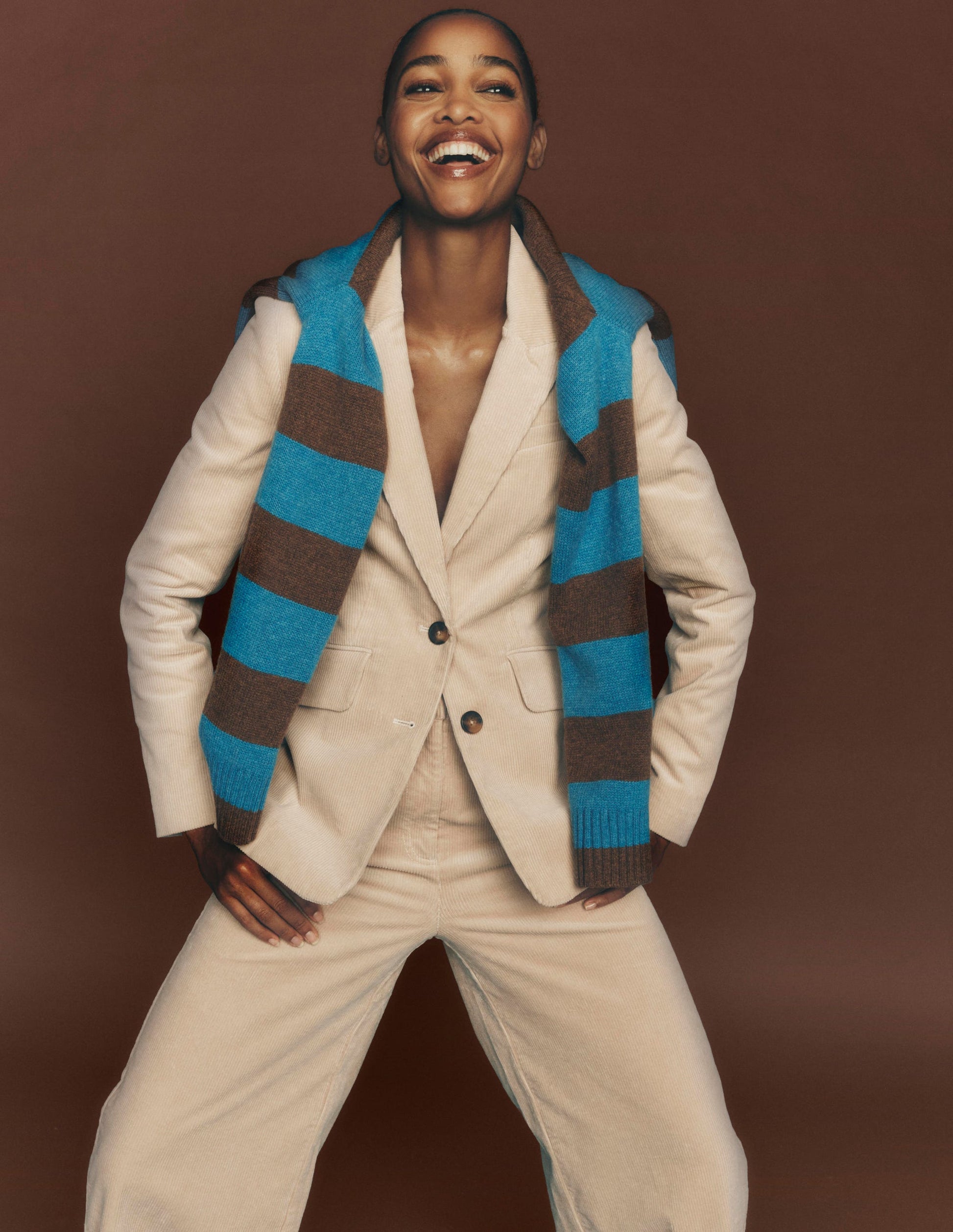 Blazer Stamford en velours côtelé-Crème-1
