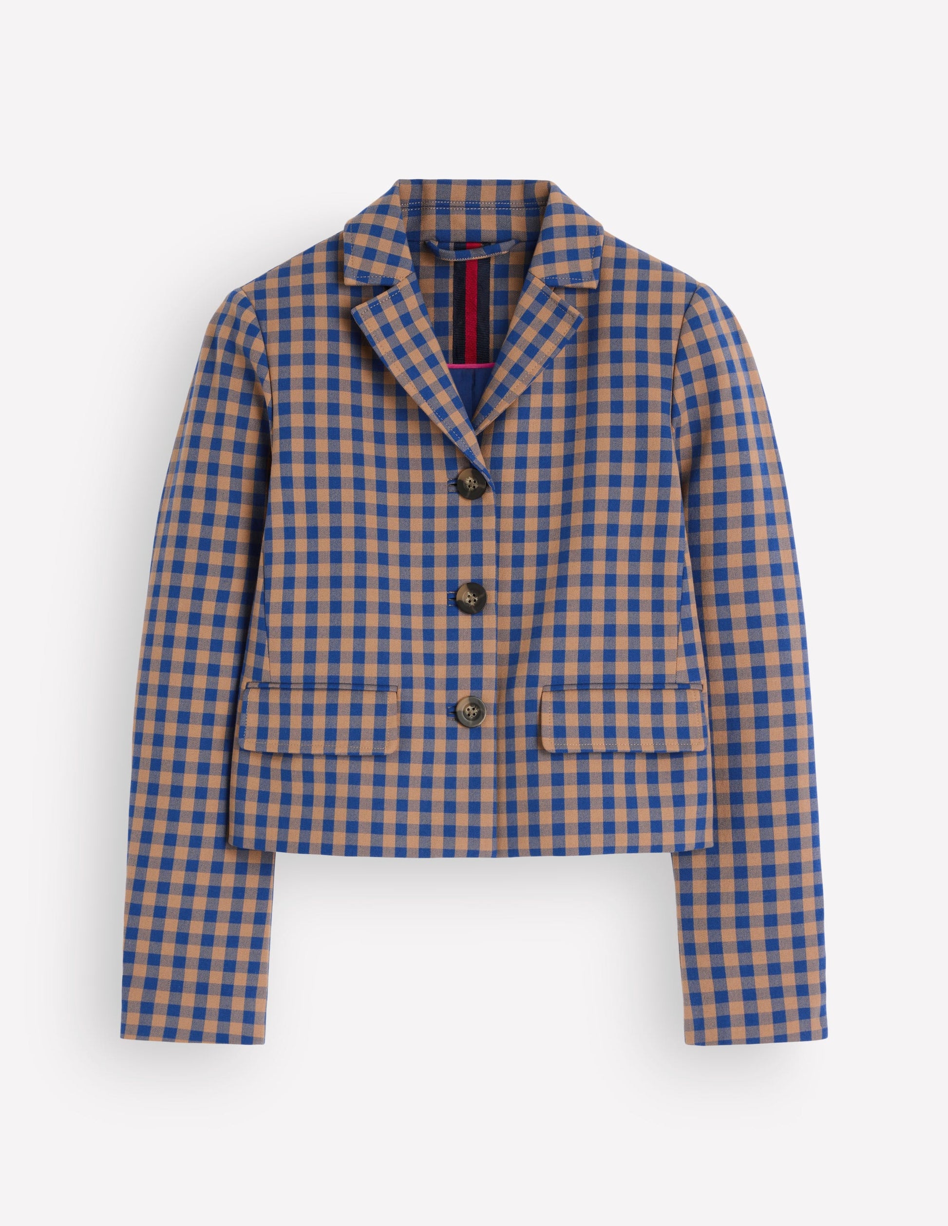 Dartmouth Cotton Blazer-Camel, Blue Gingham-7
