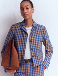 Dartmouth Cotton Blazer-Camel, Blue Gingham