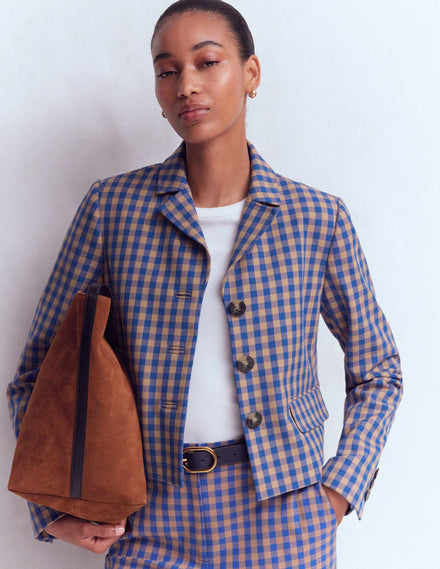 Dartmouth Baumwollblazer-Camel, Blau Vichykaro