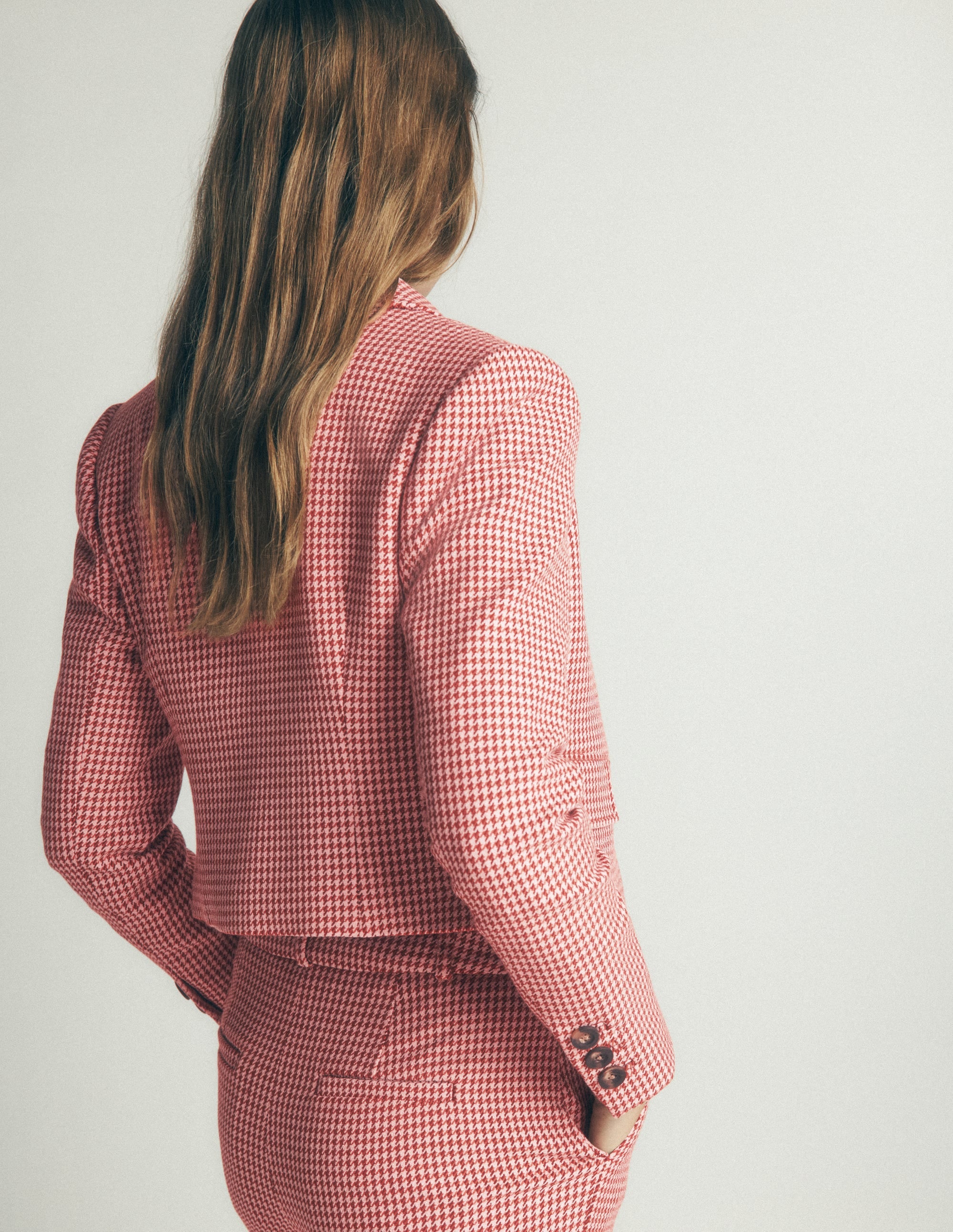 Dartmouth Baumwollblazer-Rosa und Braun Hahnentrittmuster - Image 4