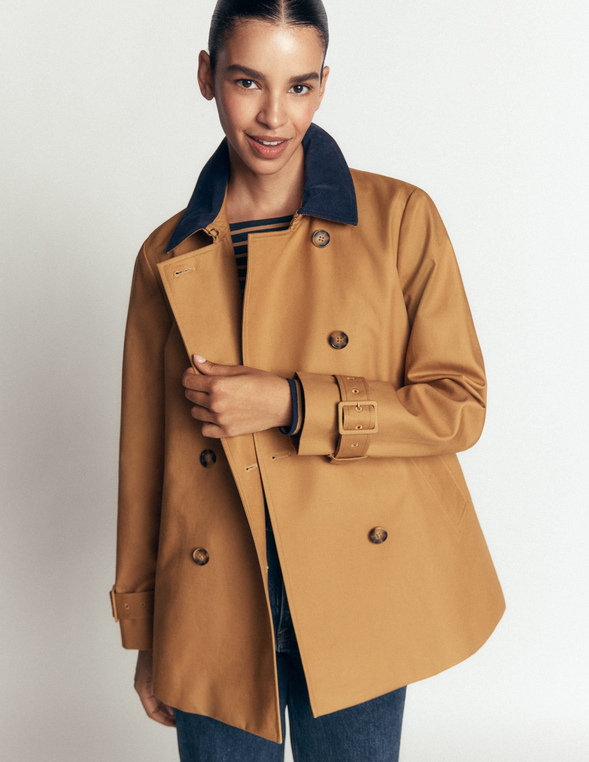 Ausgestellter, kurzer Trenchcoat-Kamelbraun - Image 6