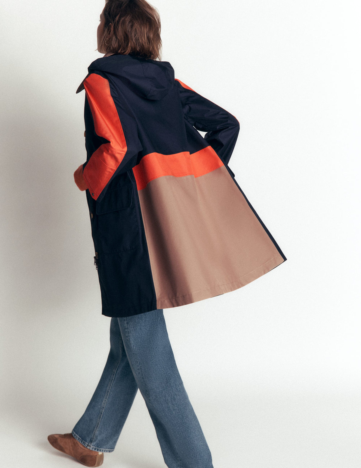 Regenmantel mit Color Blocking-Marineblau - Image 3