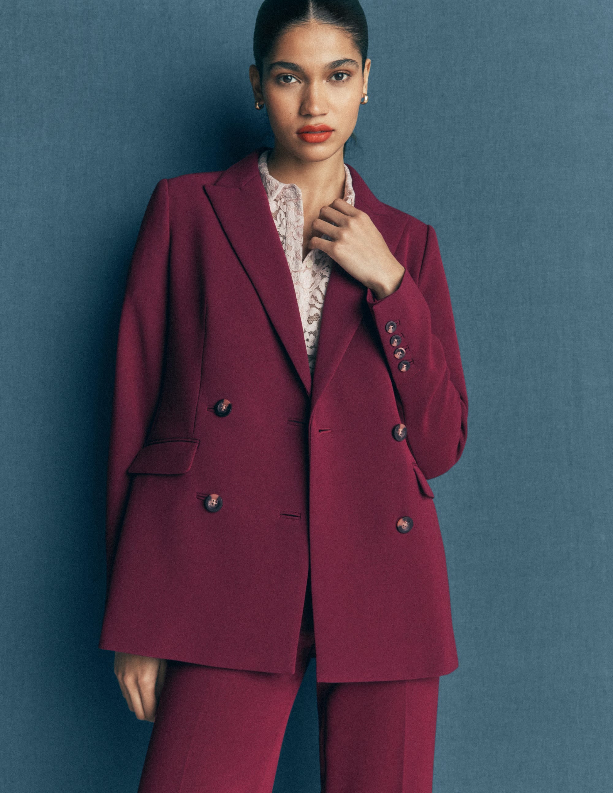 Keswick Zweireihiger Blazer-Dunkelviolett - Image 4
