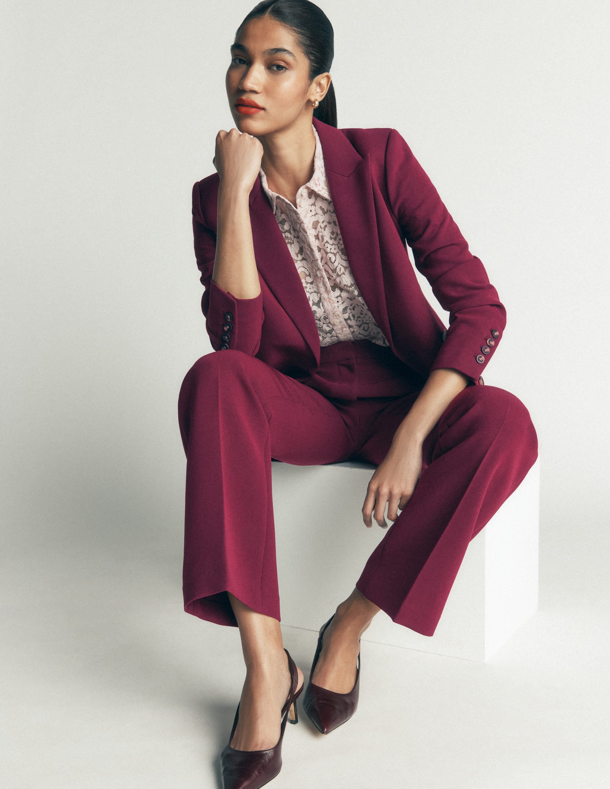Keswick Zweireihiger Blazer-Dunkelviolett - Image 6