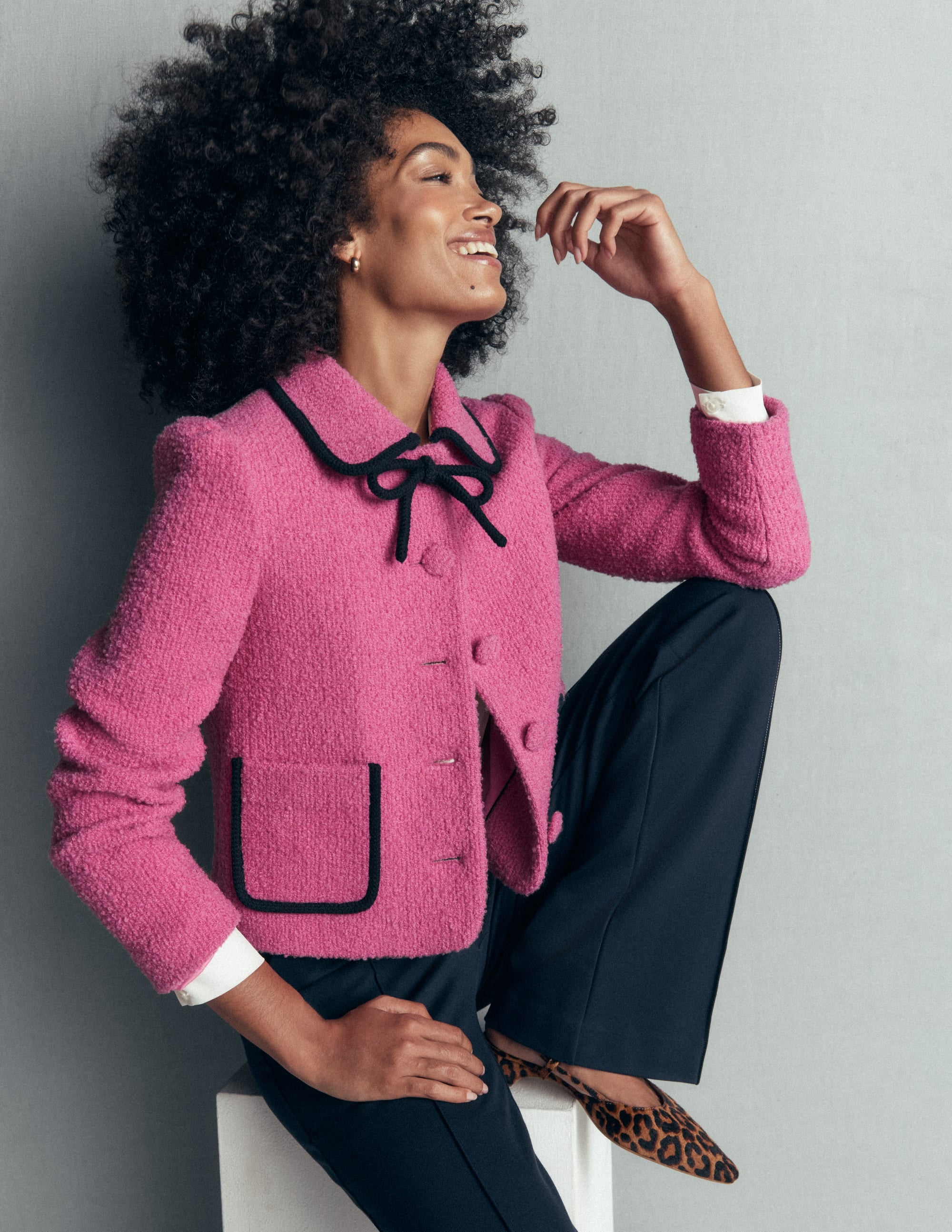 Branscombe Wolljacke mit Schleife-Rosa Einfarbig - Image 1