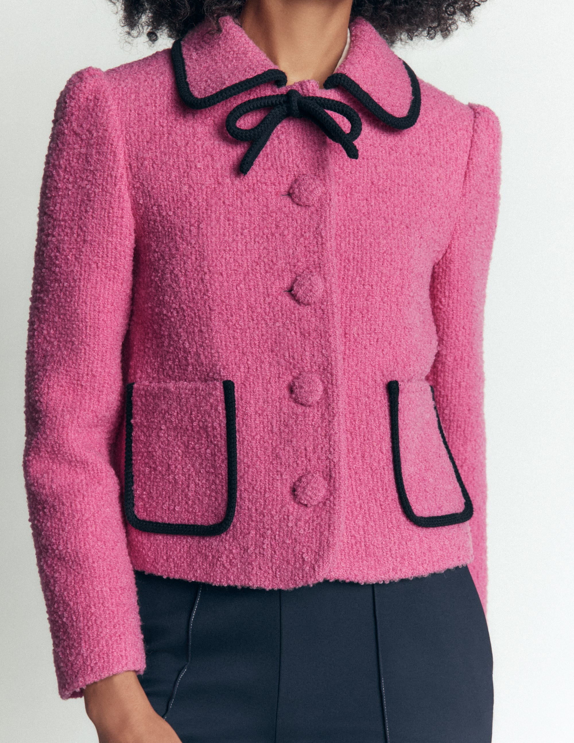Branscombe Wolljacke mit Schleife-Rosa Einfarbig - Image 2