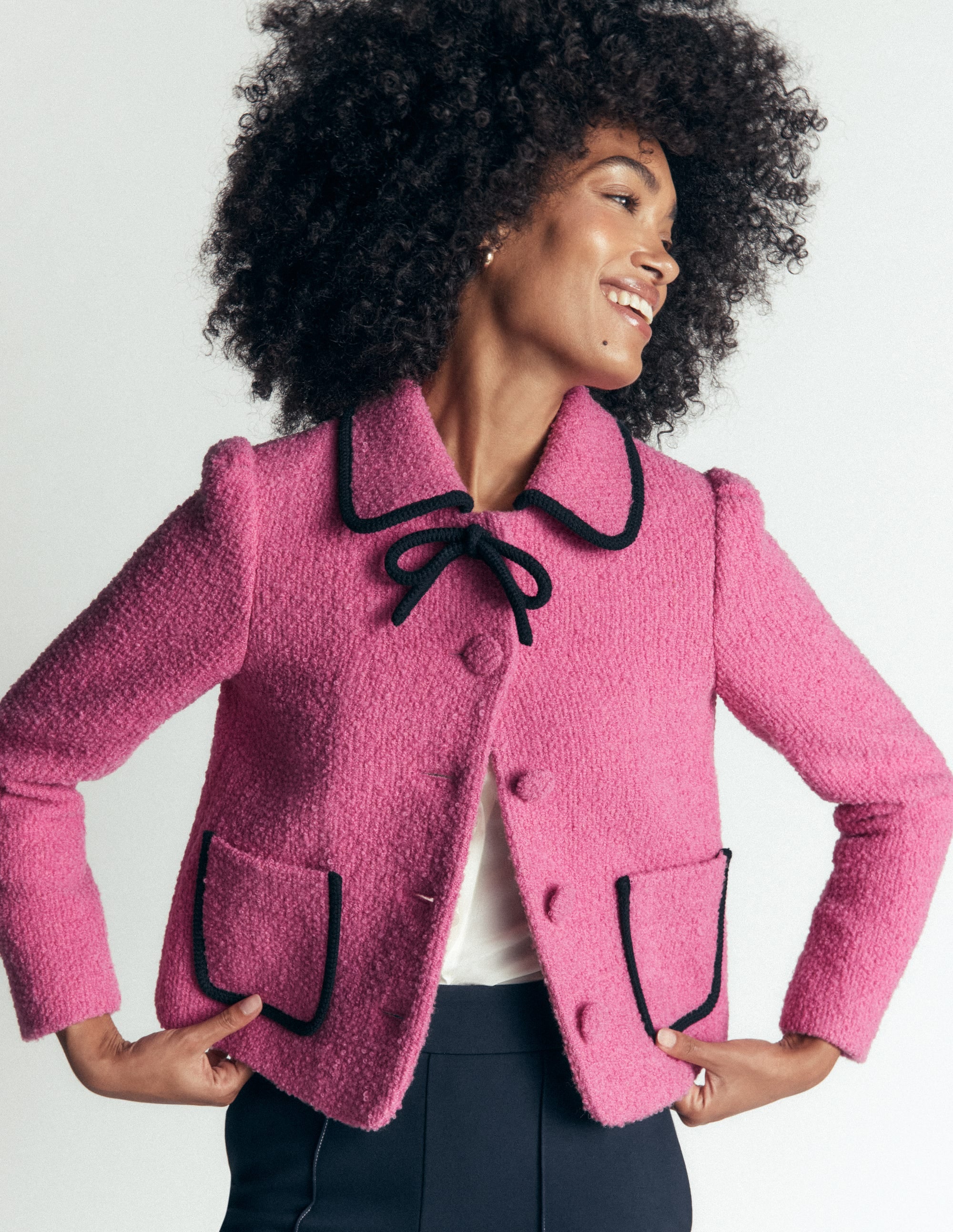 Branscombe Wolljacke mit Schleife-Rosa Einfarbig - Image 5