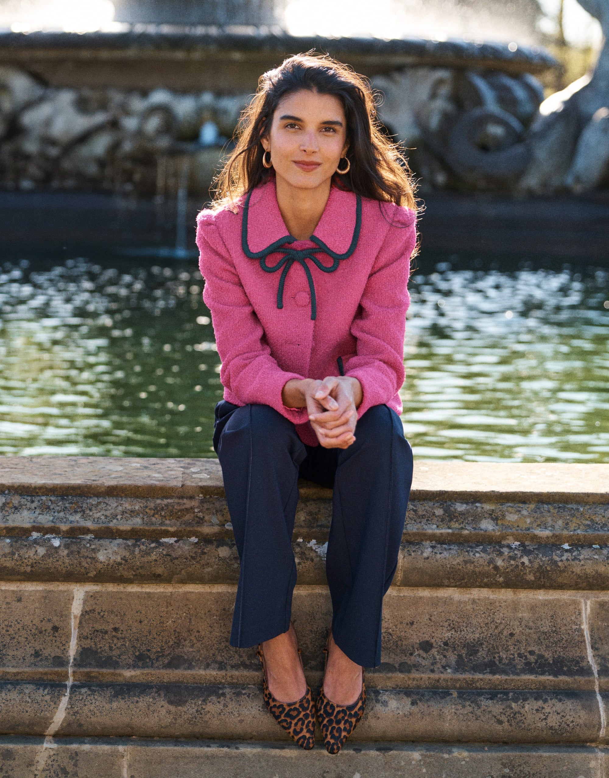 Branscombe Bow Jacket-Pink Solid - Image 1