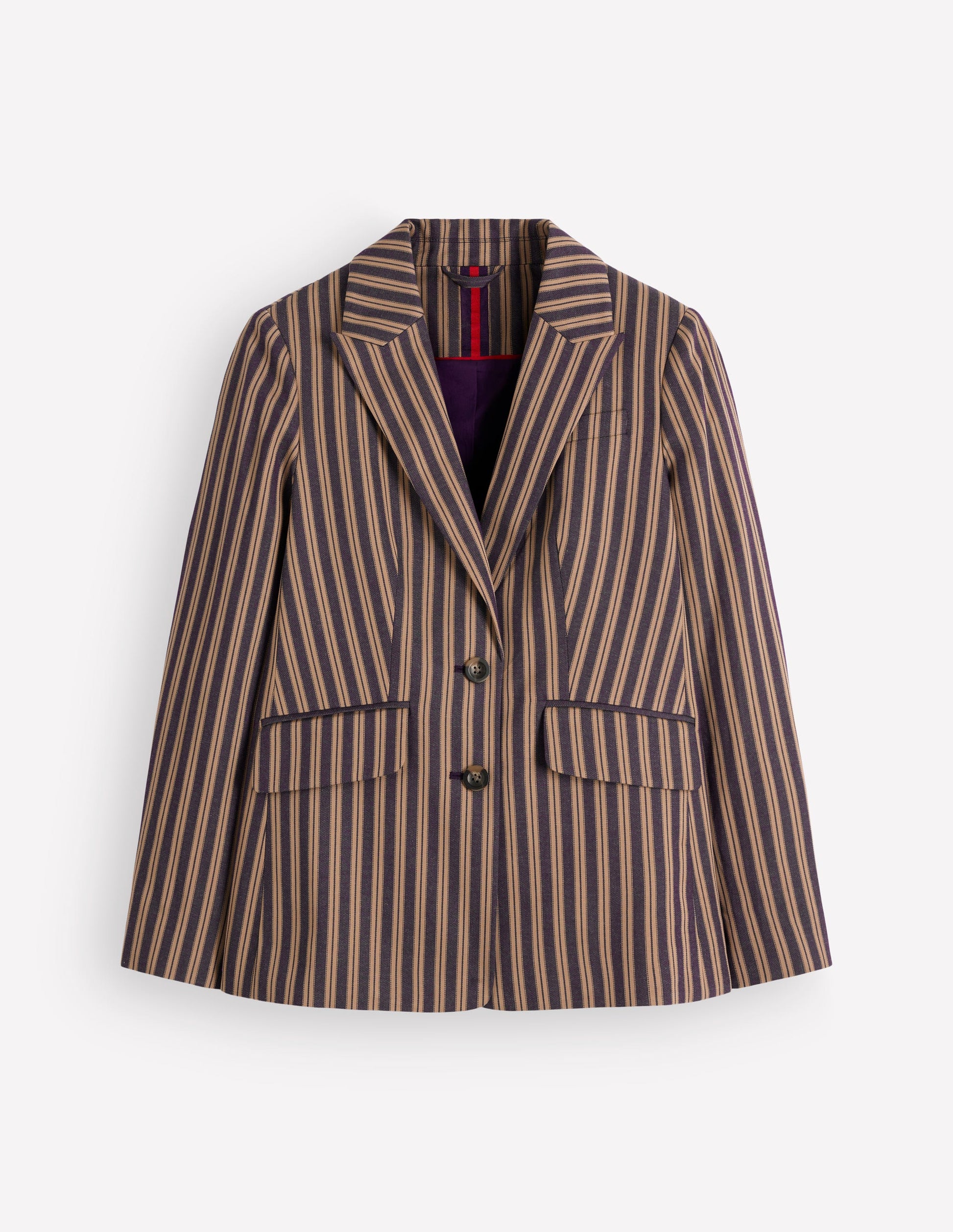Stamford Klassisch geschneiderter Blazer-Marineblau, Camel Straßenbahn Streifen-10