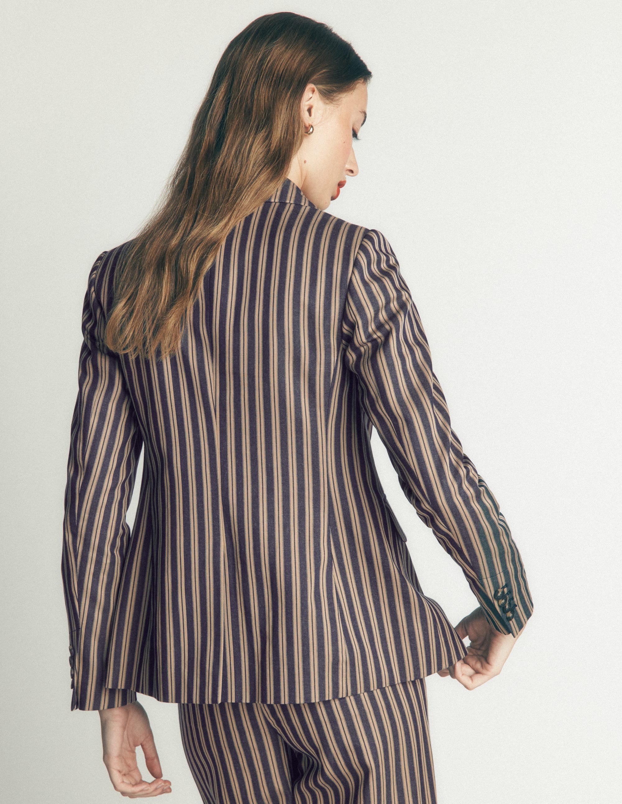 Stamford Klassisch geschneiderter Blazer-Marineblau, Camel Straßenbahn Streifen - Image 4