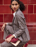 Stamford Klassisch geschneiderter Blazer-Marineblau, Camel Straßenbahn Streifen