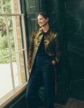 Aylesford Jacquard-Mantel-Gold Blumenmuster Jacquard