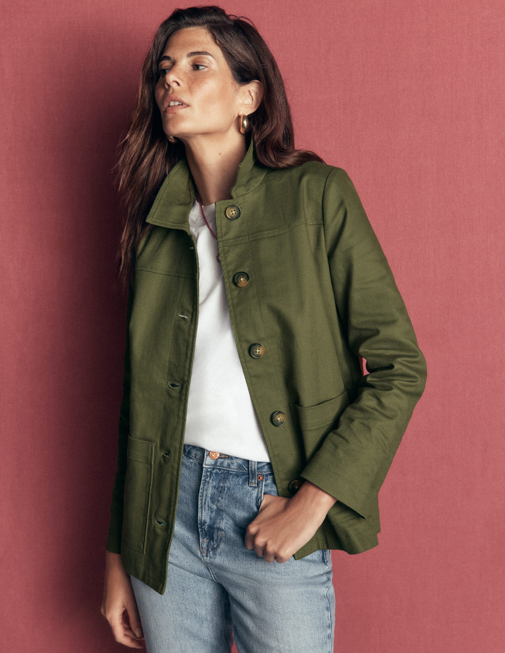 Fife Arbeitsjacke aus Baumwolle-Khaki Verziert - Image 5