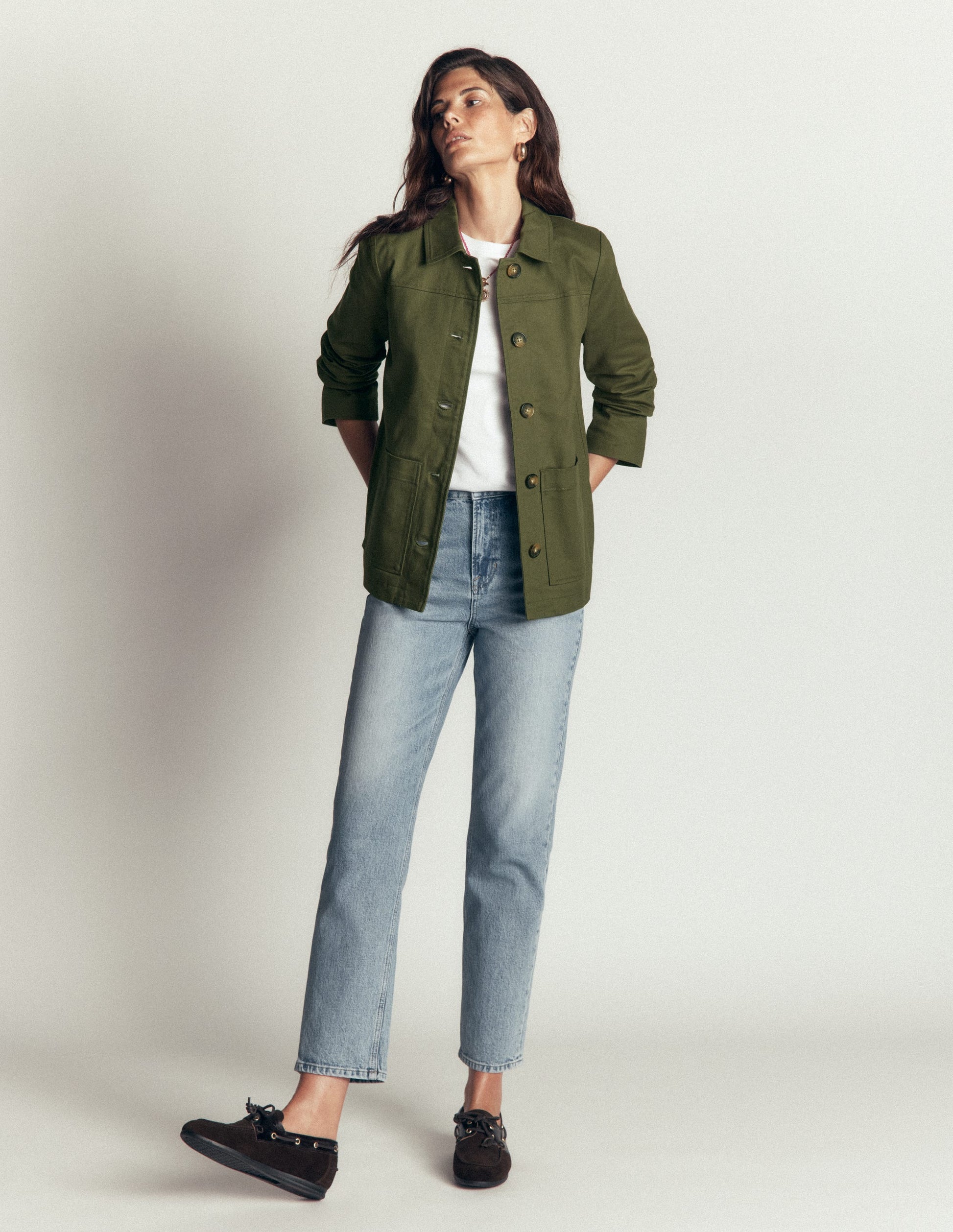 Fife Arbeitsjacke aus Baumwolle-Khaki Verziert-6
