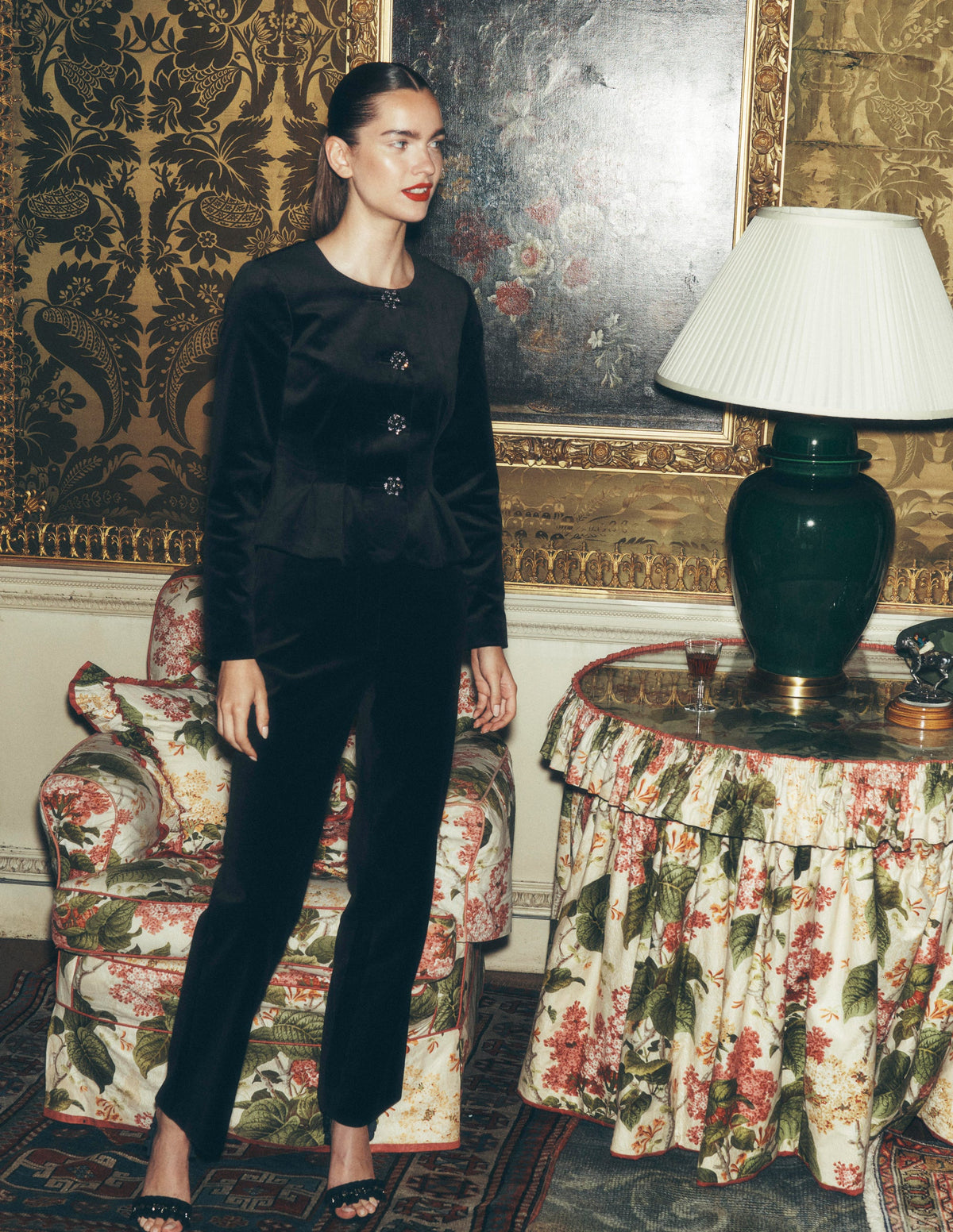 Taillierte Samtjacke-Schwarz - Image 1