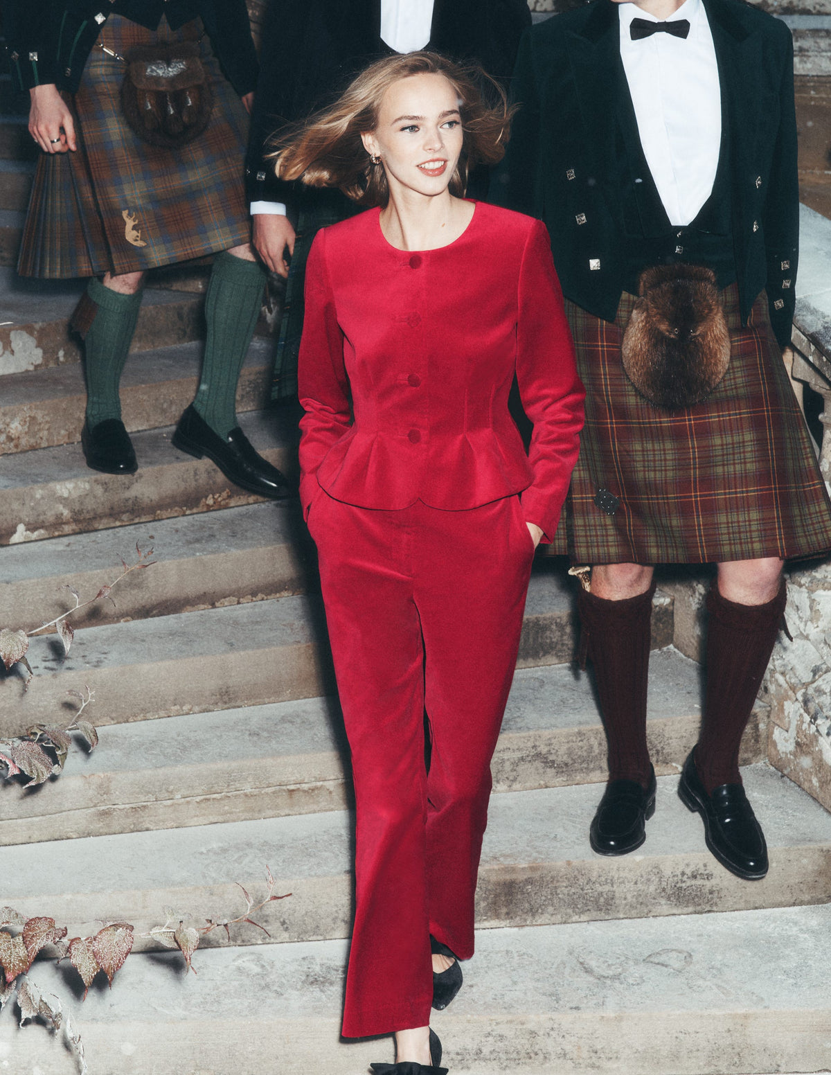 Taillierte Samtjacke-Smartes Rot-1