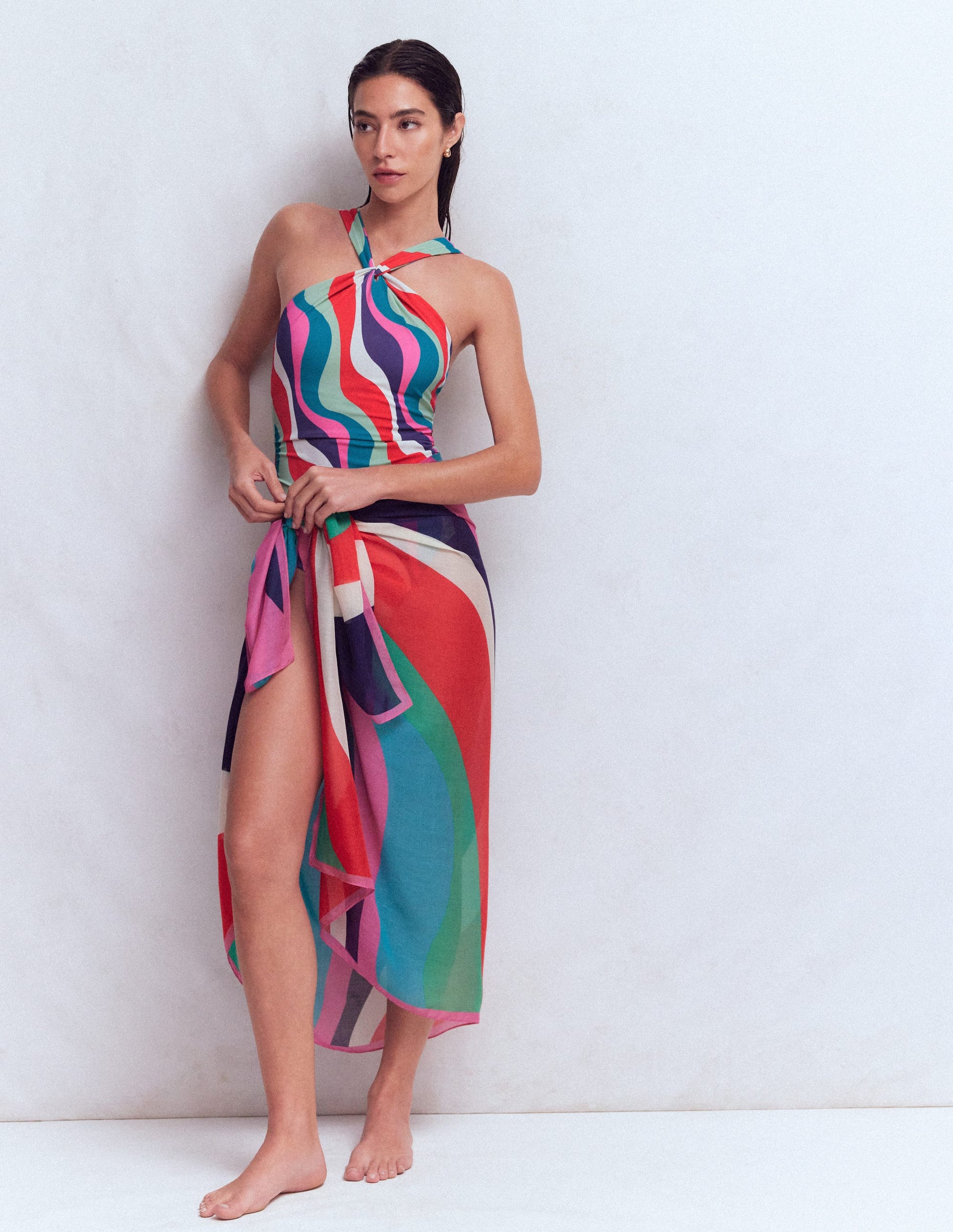Sarong-Schal mit Muster-Bunt, Rhythmische Welle-2