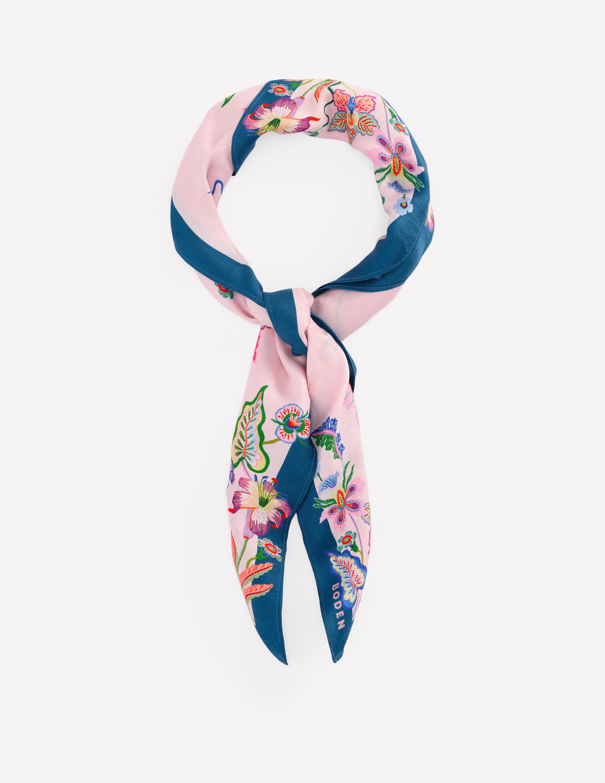 Elisabeth Quadratischer Seidenschal-Turmalinblau, Orchideenhimmel - Image 2
