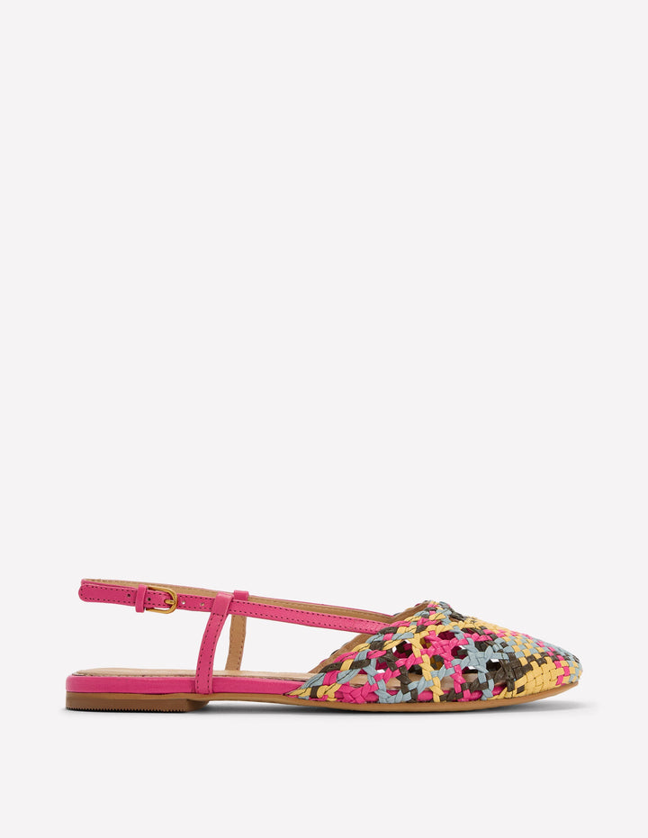 Gewebte Slingback-Ballerinas-Bunt Karomuster