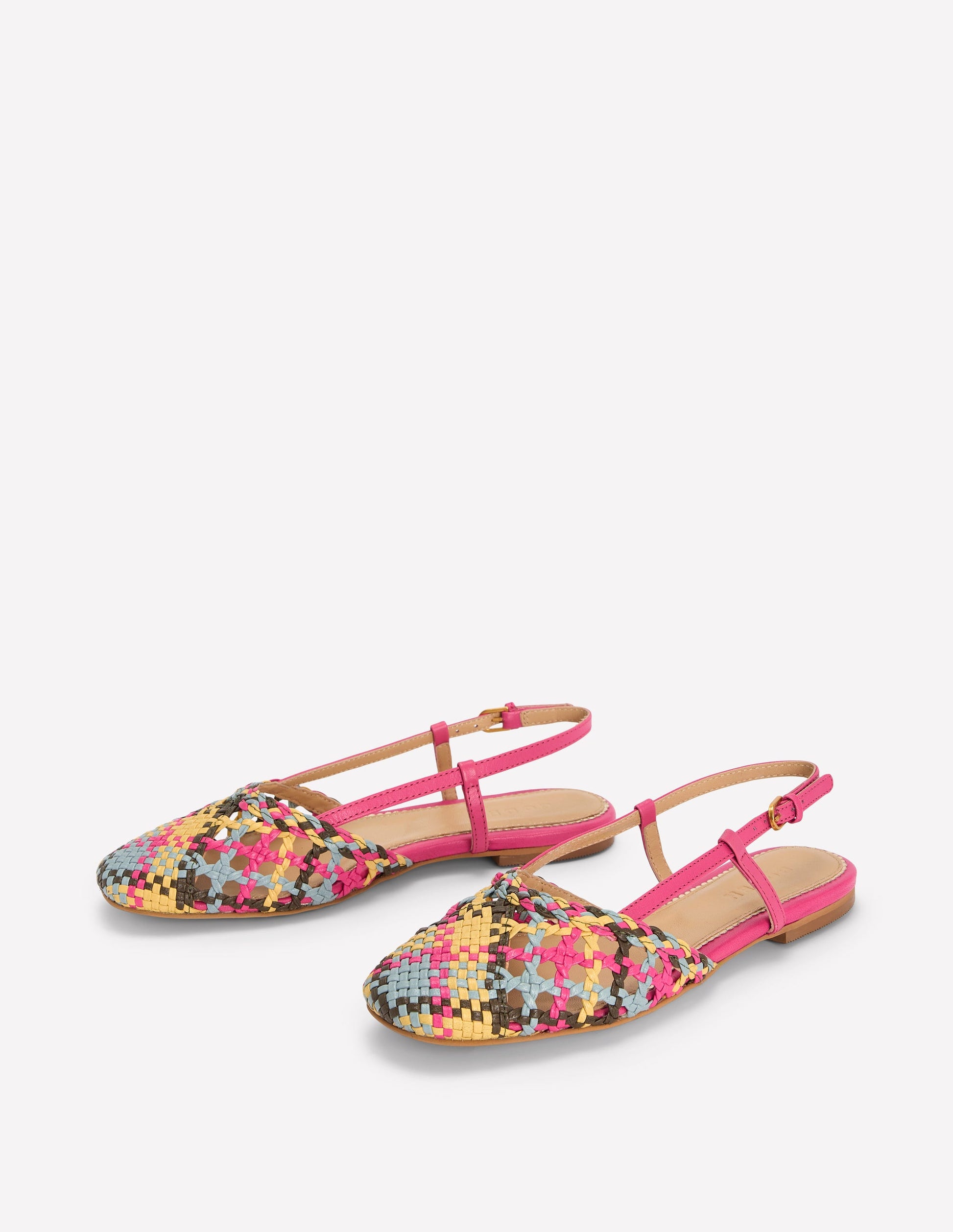 Gewebte Slingback-Ballerinas-Bunt Karomuster-3