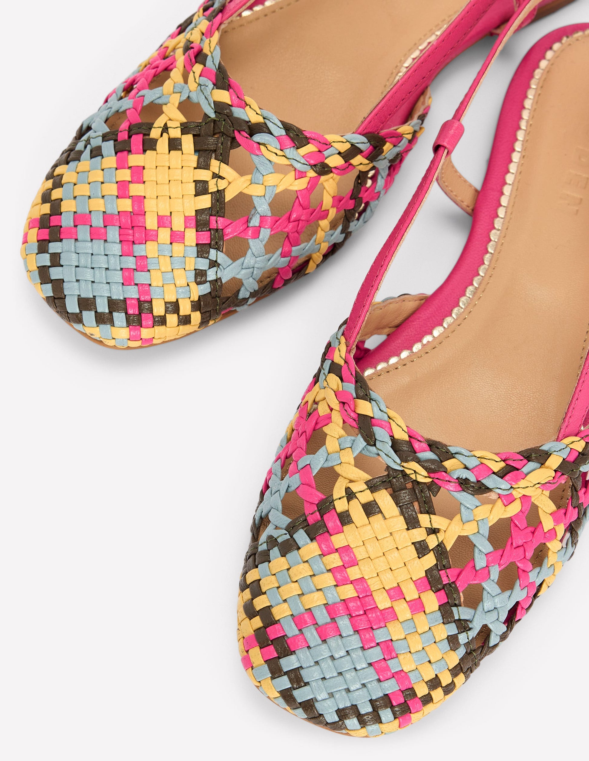 Gewebte Slingback-Ballerinas-Bunt Karomuster-4