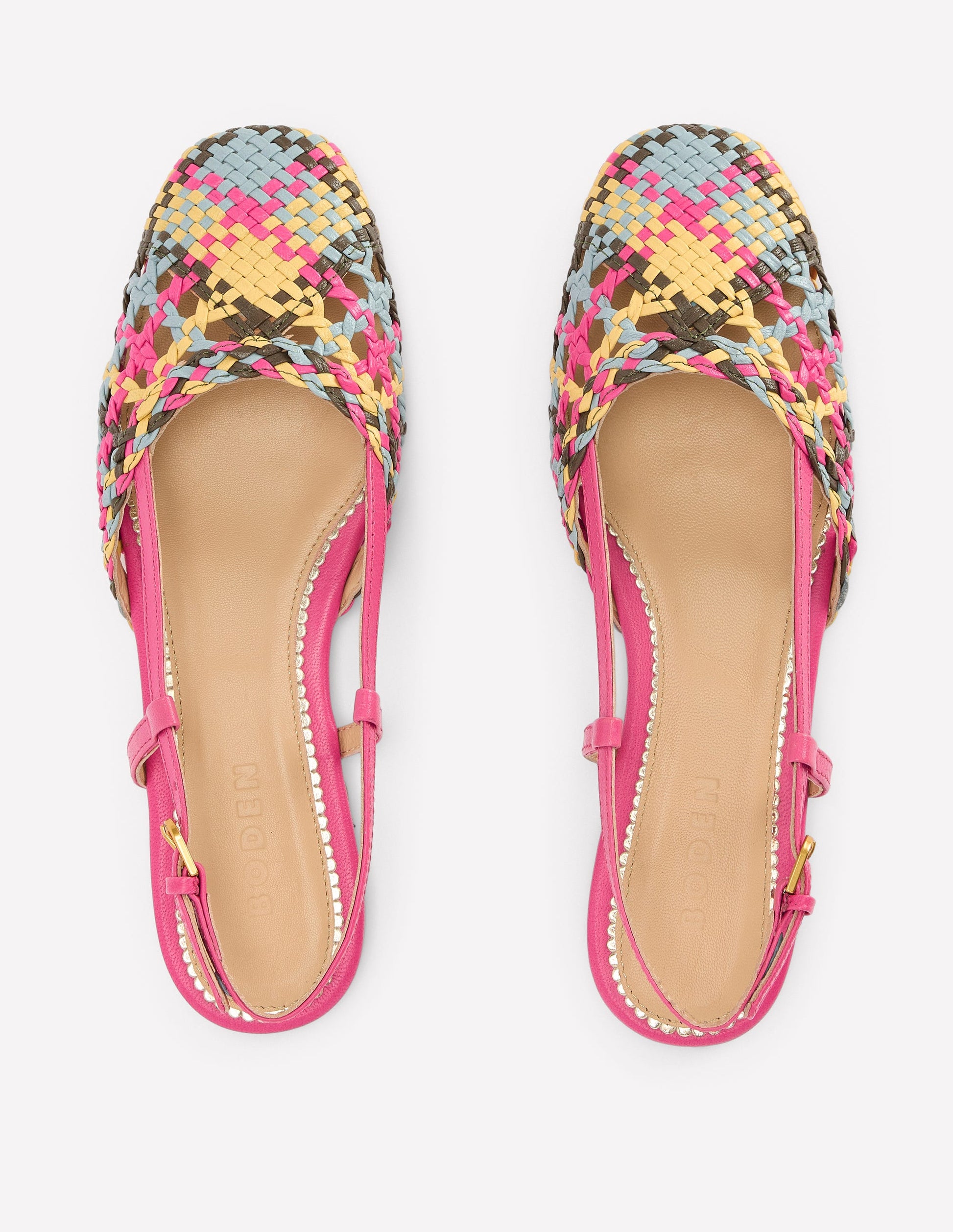 Gewebte Slingback-Ballerinas-Bunt Karomuster-5