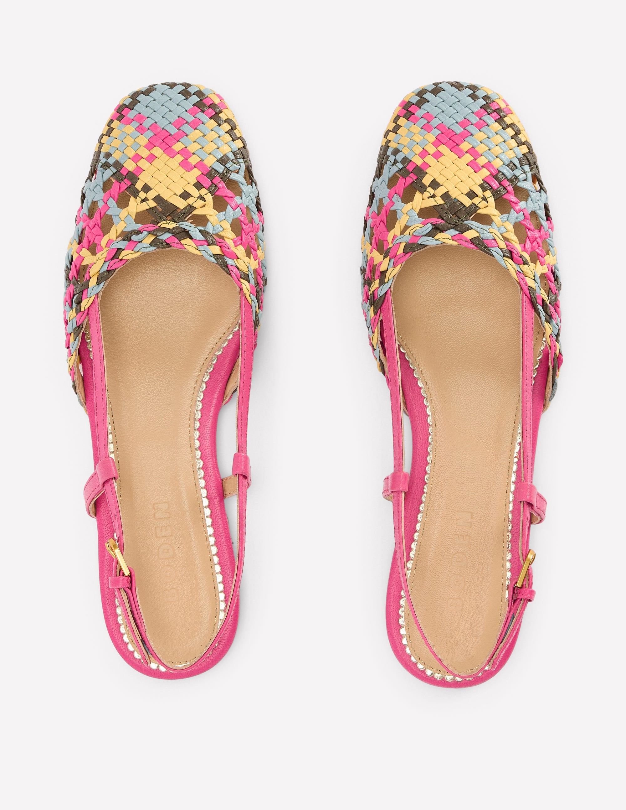 Gewebte Slingback-Ballerinas-Bunt Karomuster - Image 5