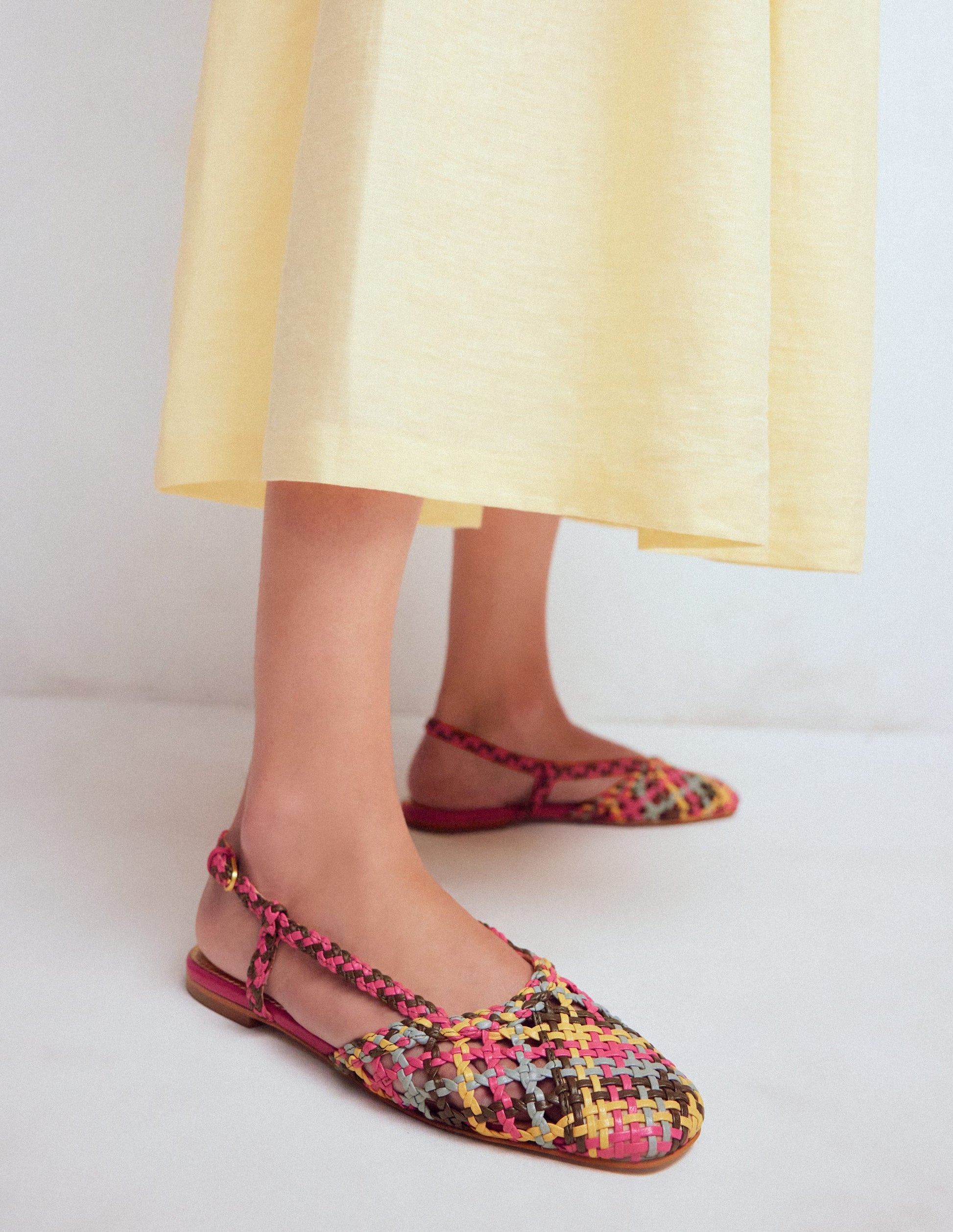 Gewebte Slingback-Ballerinas-Bunt Karomuster-2