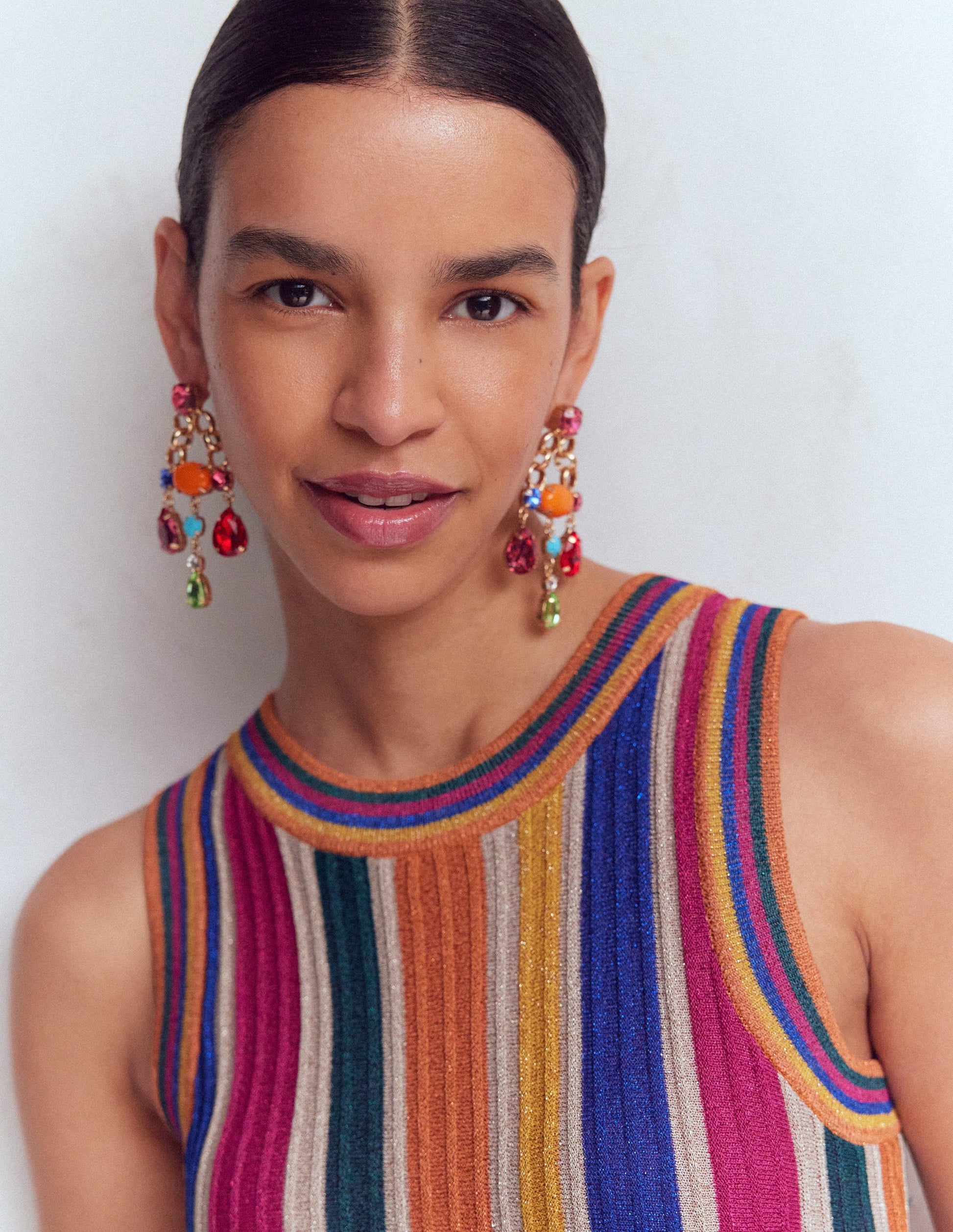 Mega-Ohrringe mit Schmucksteinen-Bunt-2