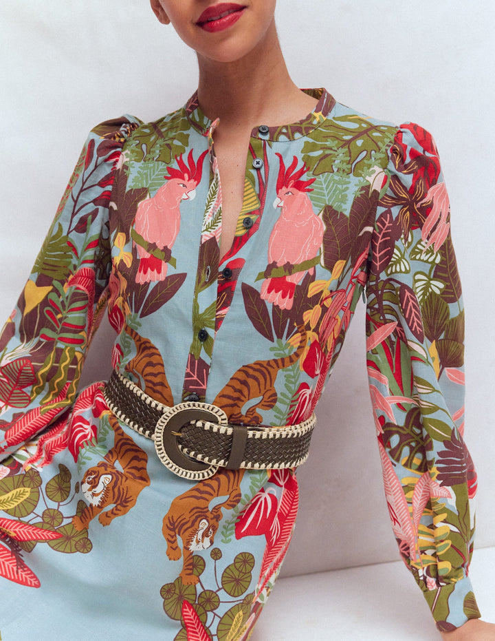 Gewebter Gürtel mit Ziernaht-Waldgrün