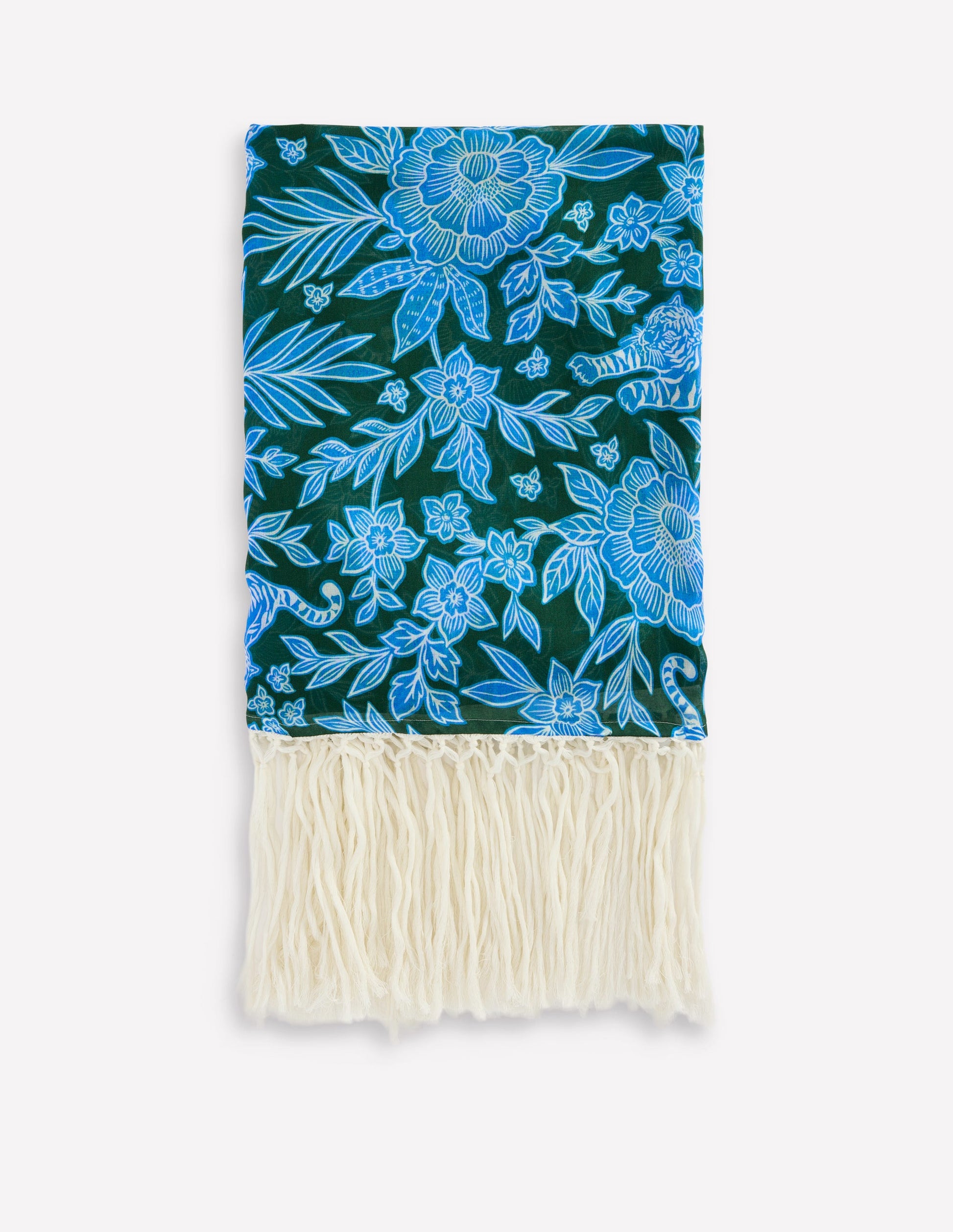 Sarong mit Quasten-Dunkelgrün, Tiger Paradies-2