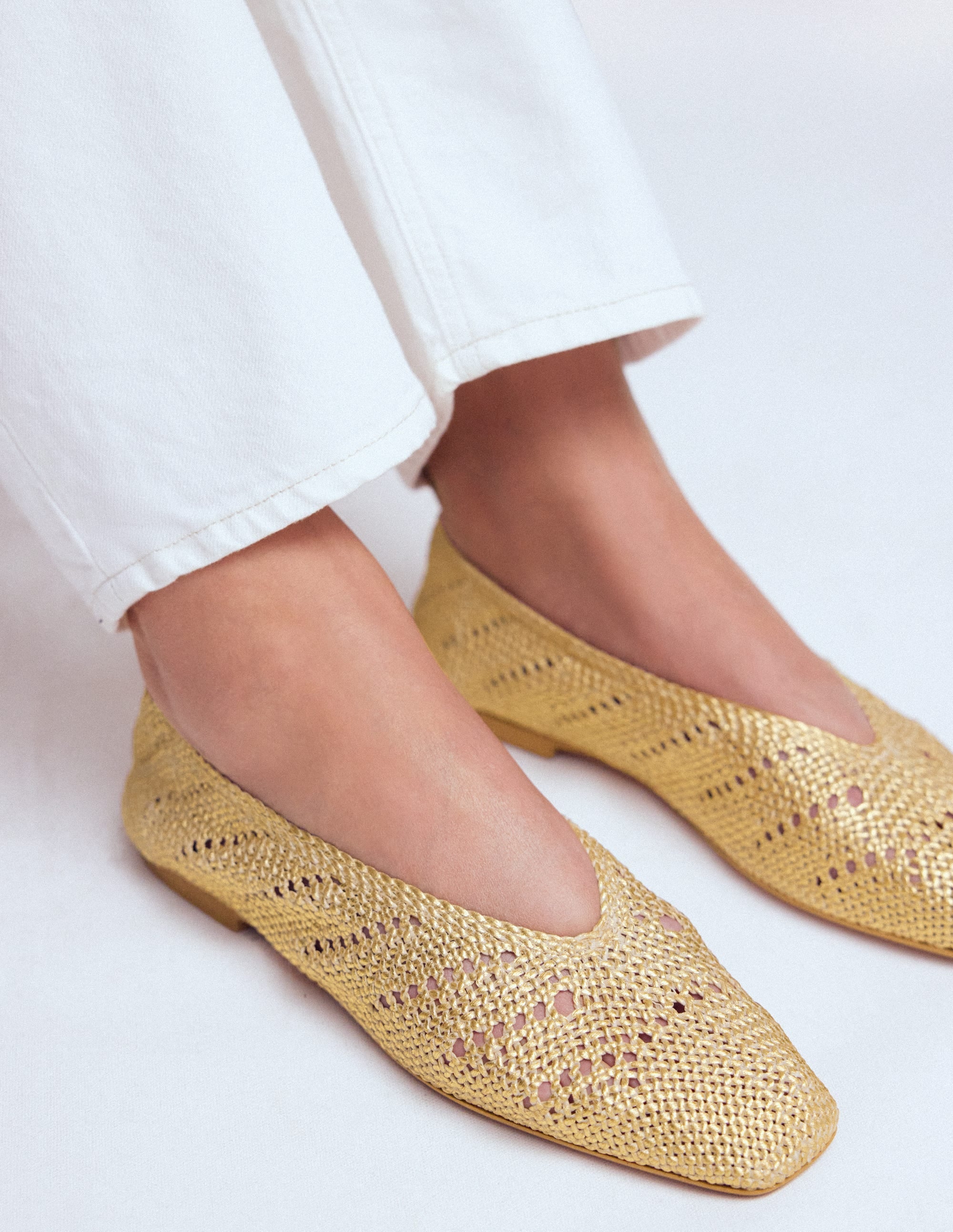 Strick-Ballerinas-Antikes Messing - Image 1
