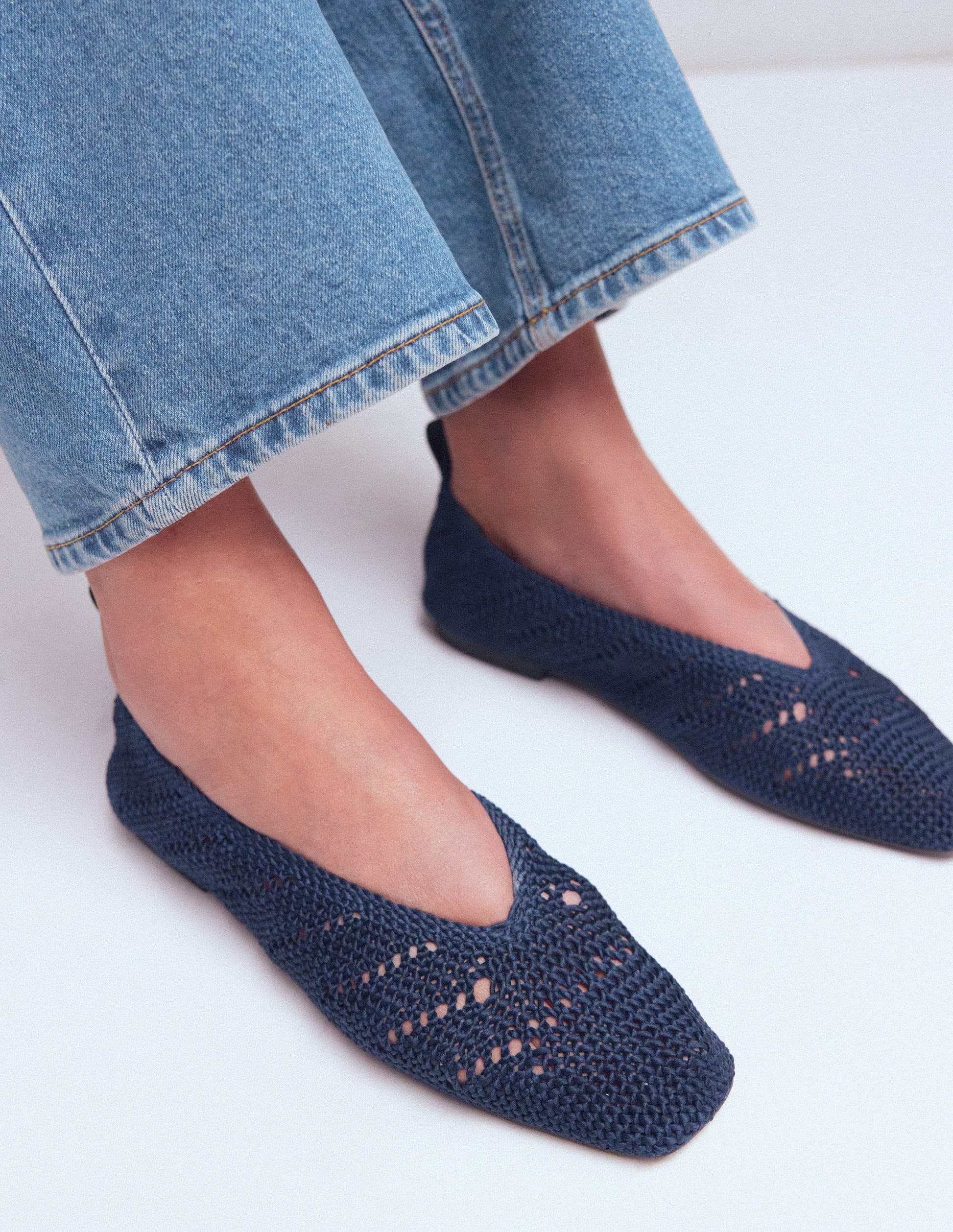 Ballerines en maille-Bleu marine-2