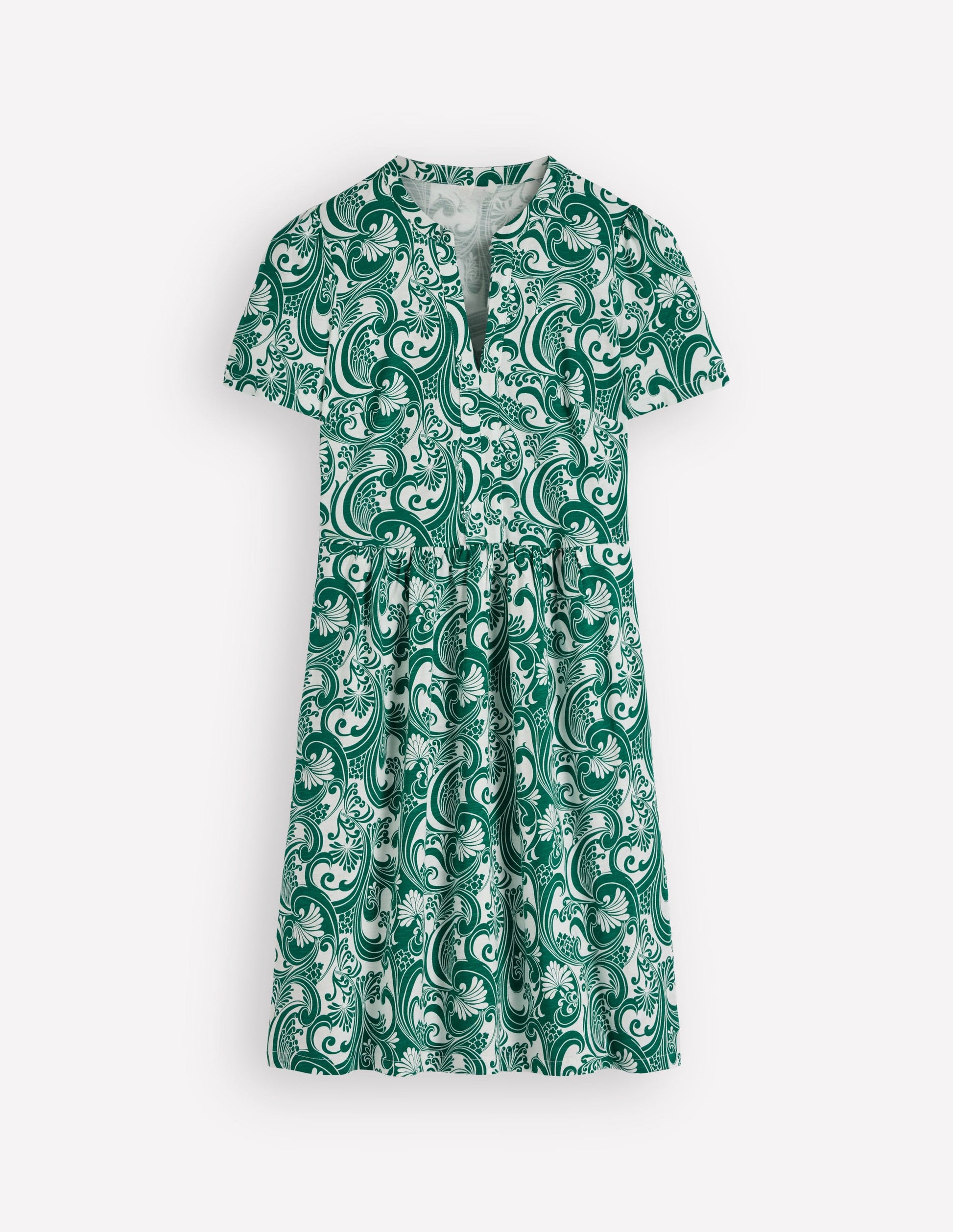 Robe Naomi à manches courtes-Vert joyau, motif Foliage Whirl-8