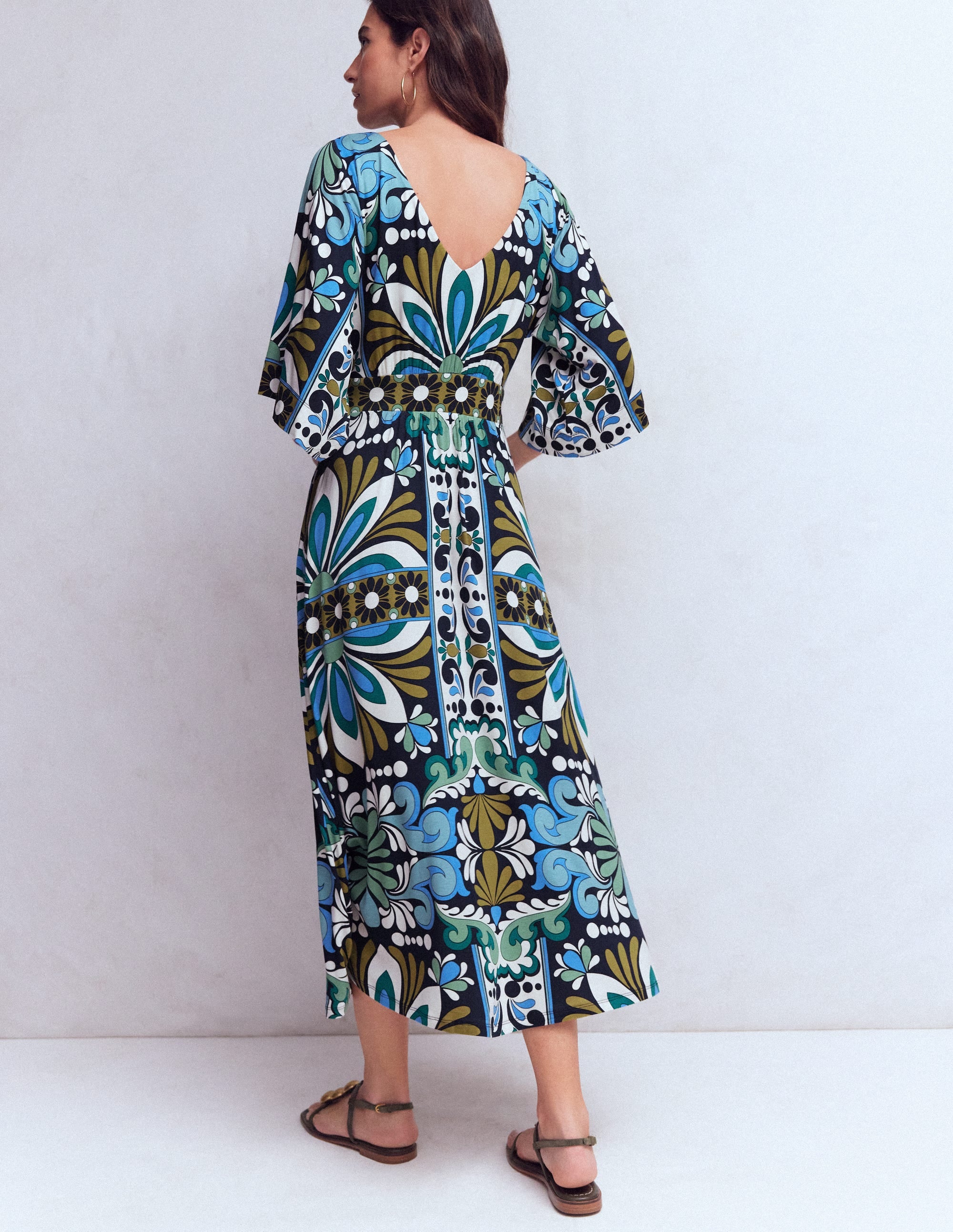Imelda Jersey-Kimonokleid-Marineblau, Blütengobelin - Image 4