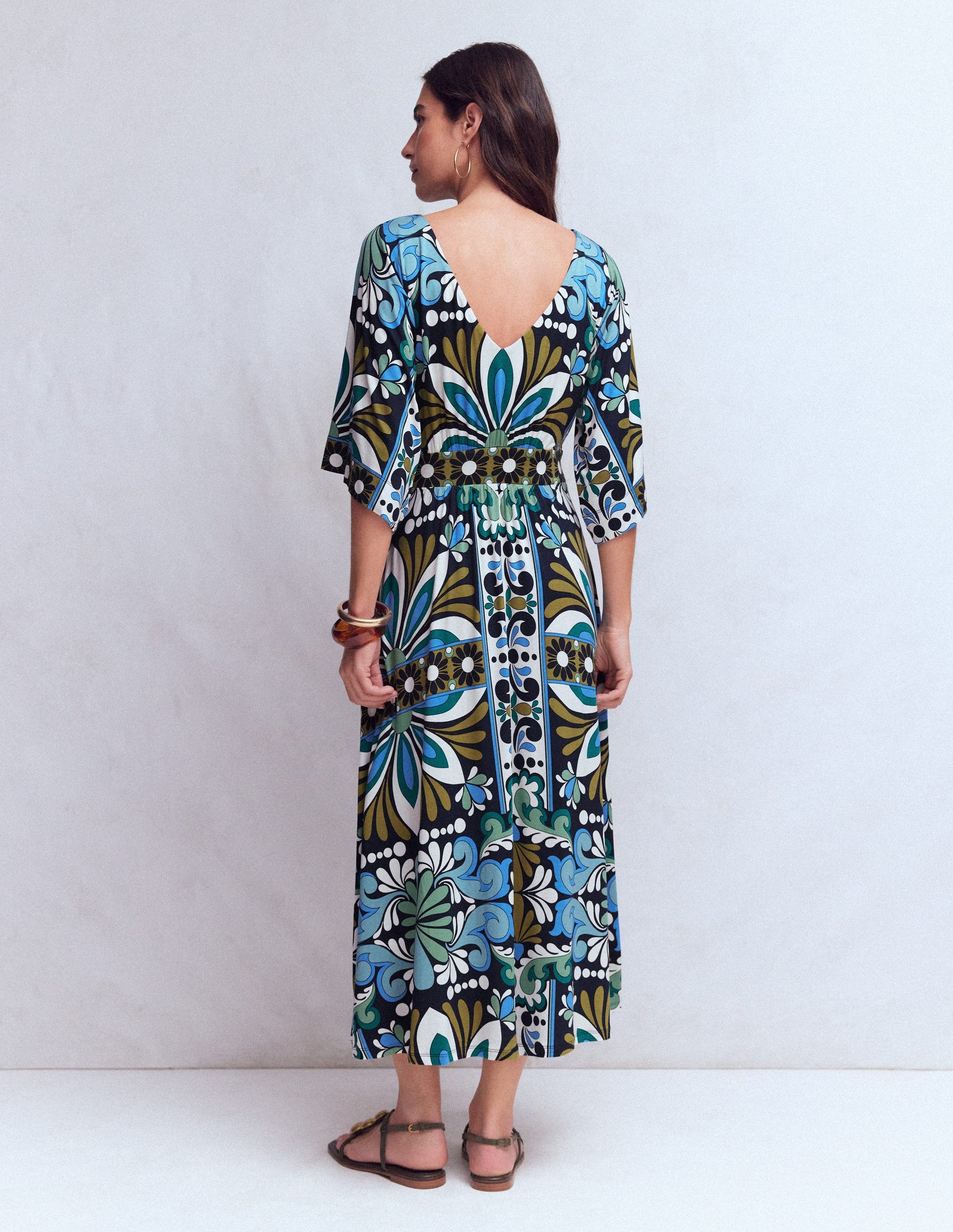 Imelda Jersey-Kimonokleid-Marineblau, Blütengobelin-9