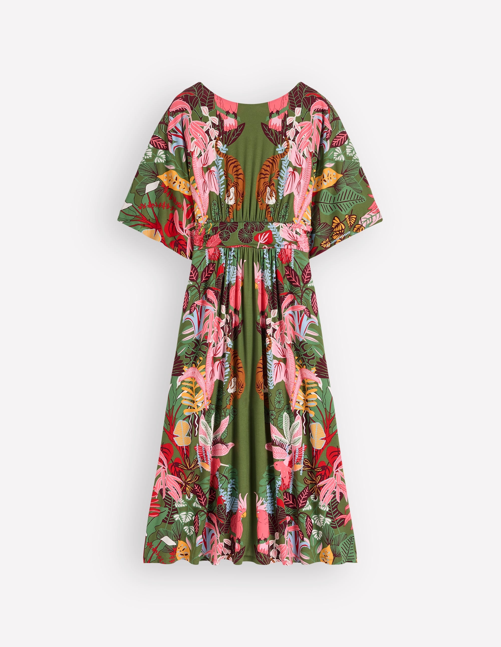 Imelda Kimono Jersey Dress - Olive, Tropical Safari | Boden EU