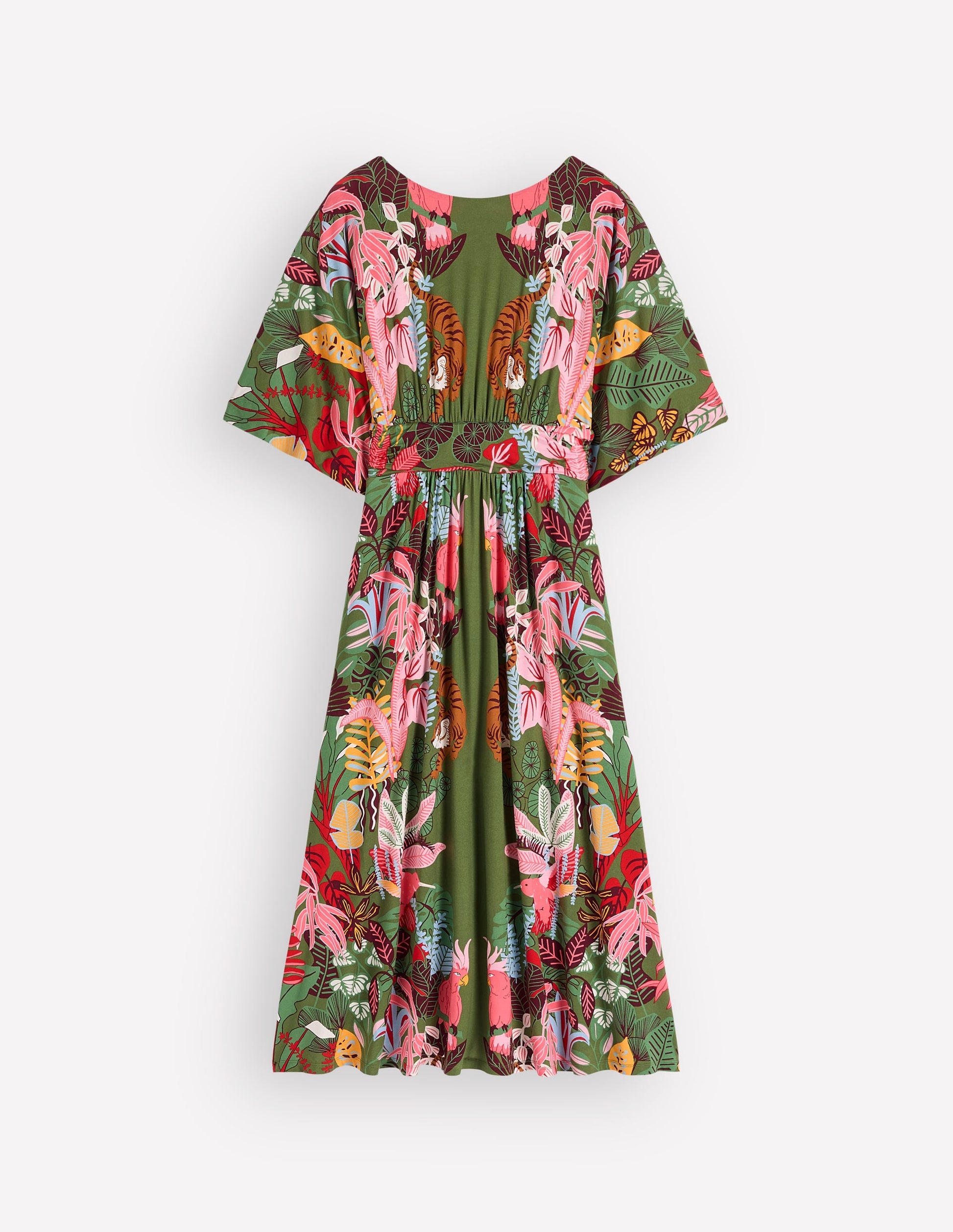 Imelda Jersey-Kimonokleid-Olivgrün, Tropische Safari-8