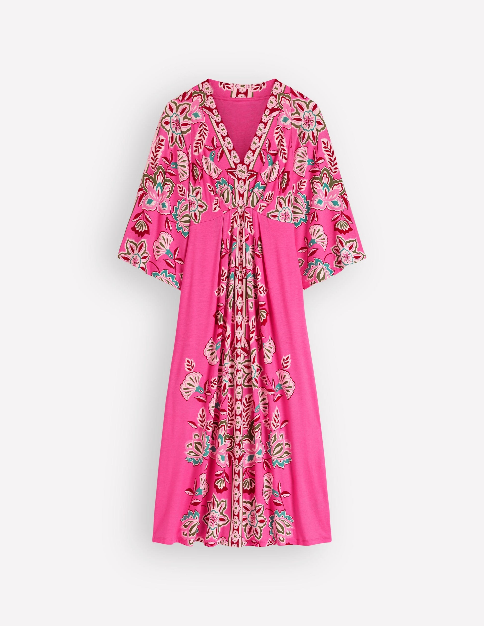 Nell Midi-Kimonokleid aus Jersey-Rosa, Blüten-Eleganz-9