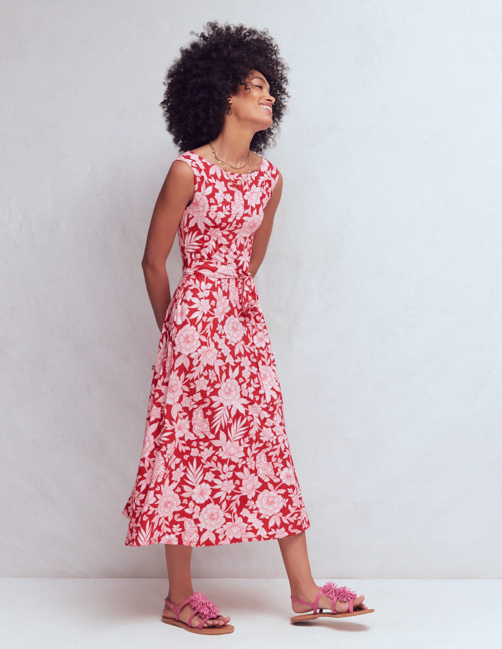 Tamsin Jersey-Midikleid-Intensives Rot, Tigerparadies-4